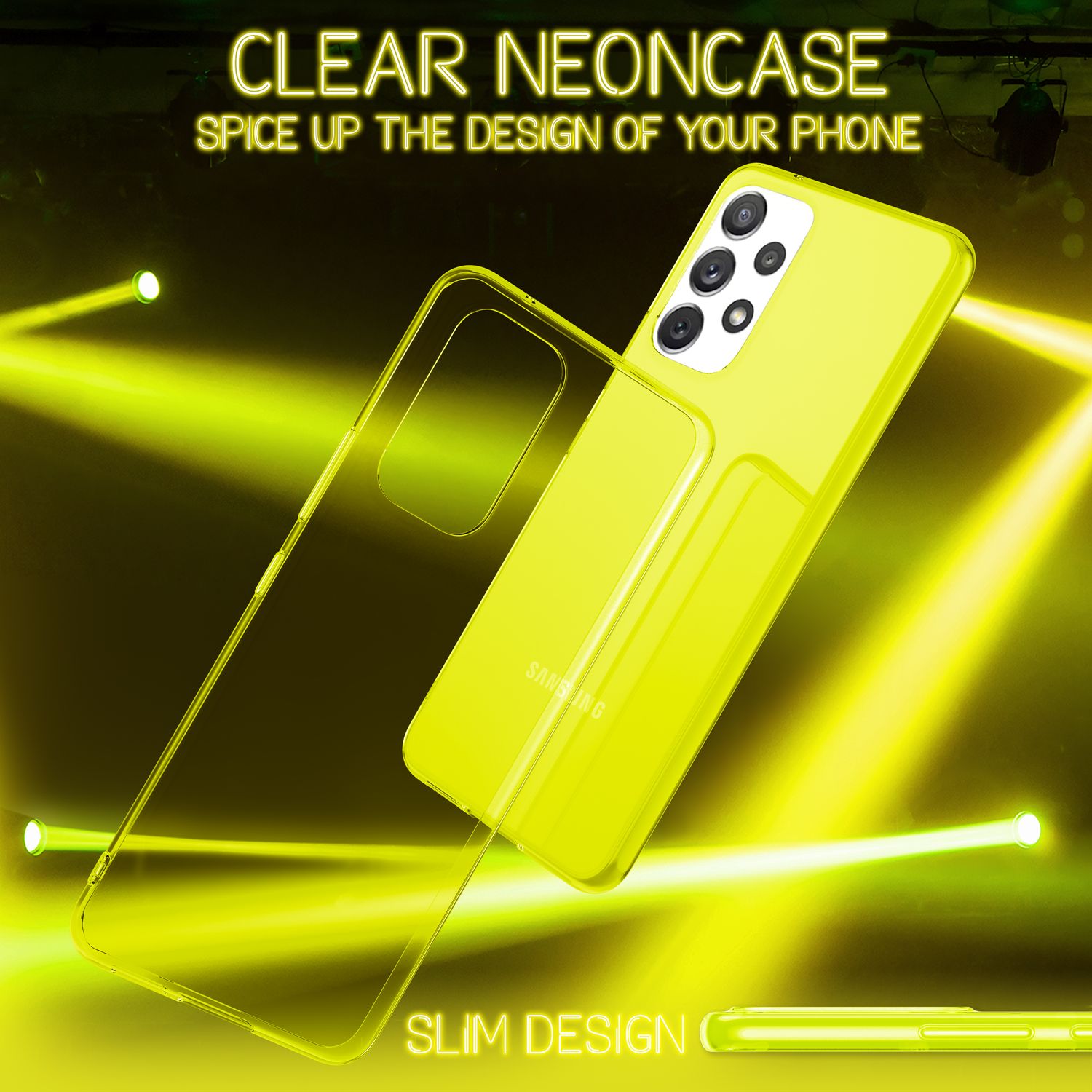 Klare Neon Silikonhülle für Samsung Galaxy A53, Handy Hülle Schutz TPU Case Gelb NALIA Transparente Hülle