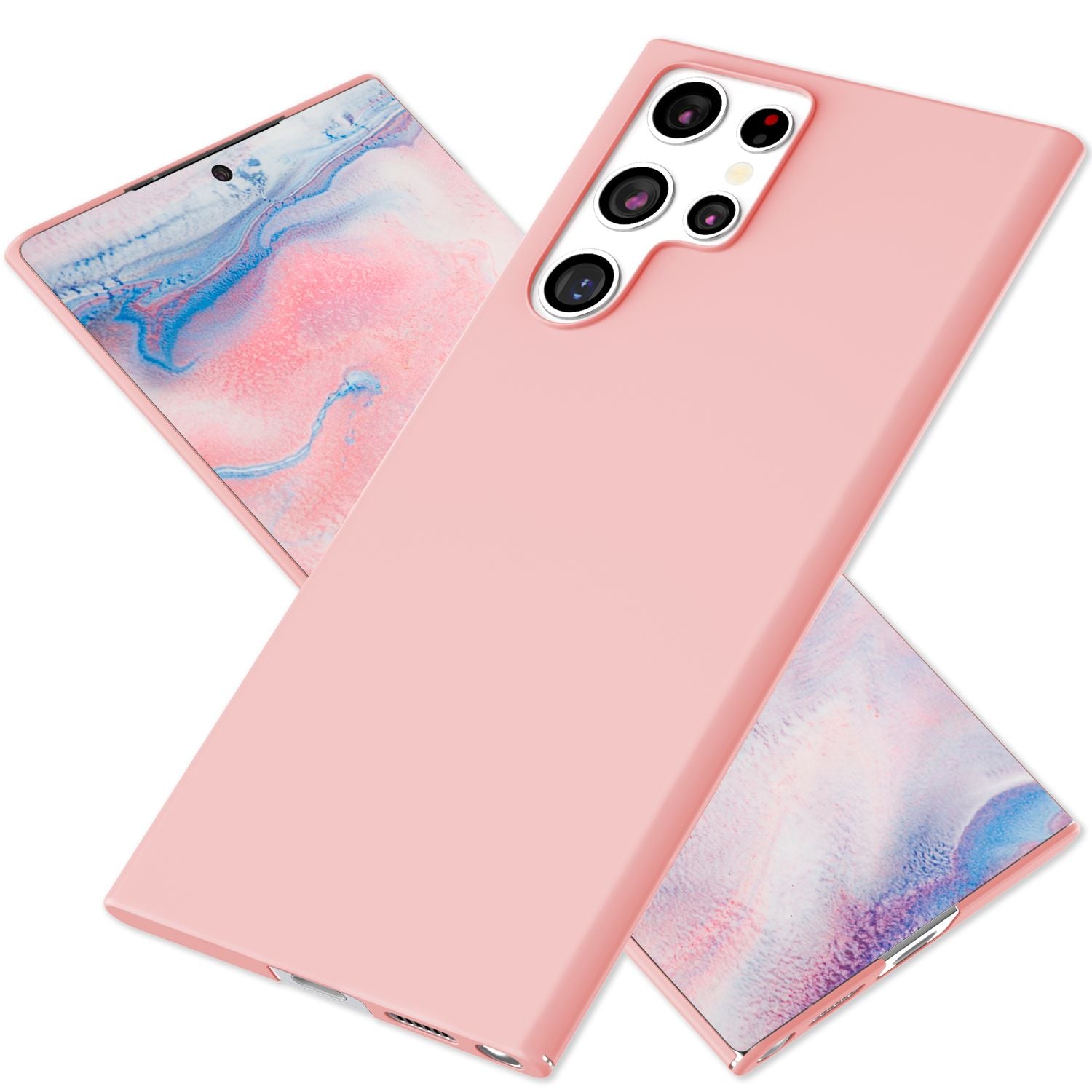 NALIA Ultra-Dünnes Hardcase für Samsung Galaxy S22 Ultra, Anti-Fingerabdruck Seidig-Matt Rutschfest Extra-Leicht 0,5mm Schlank, Harte Schutzhülle Pink NALIA SlimFit Hülle