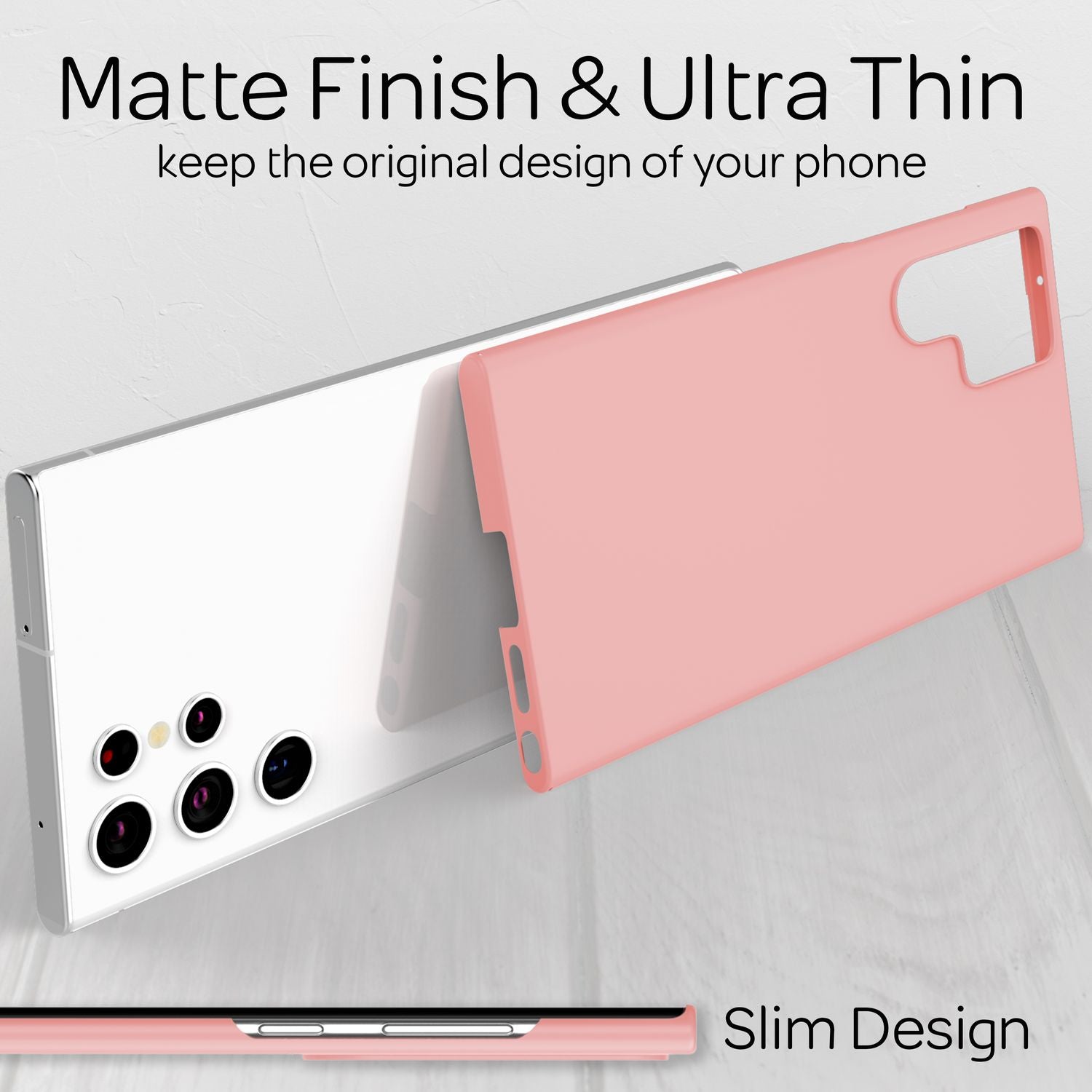NALIA Ultra-Dünnes Hardcase für Samsung Galaxy S22 Ultra, Anti-Fingerabdruck Seidig-Matt Rutschfest Extra-Leicht 0,5mm Schlank, Harte Schutzhülle Pink NALIA SlimFit Hülle