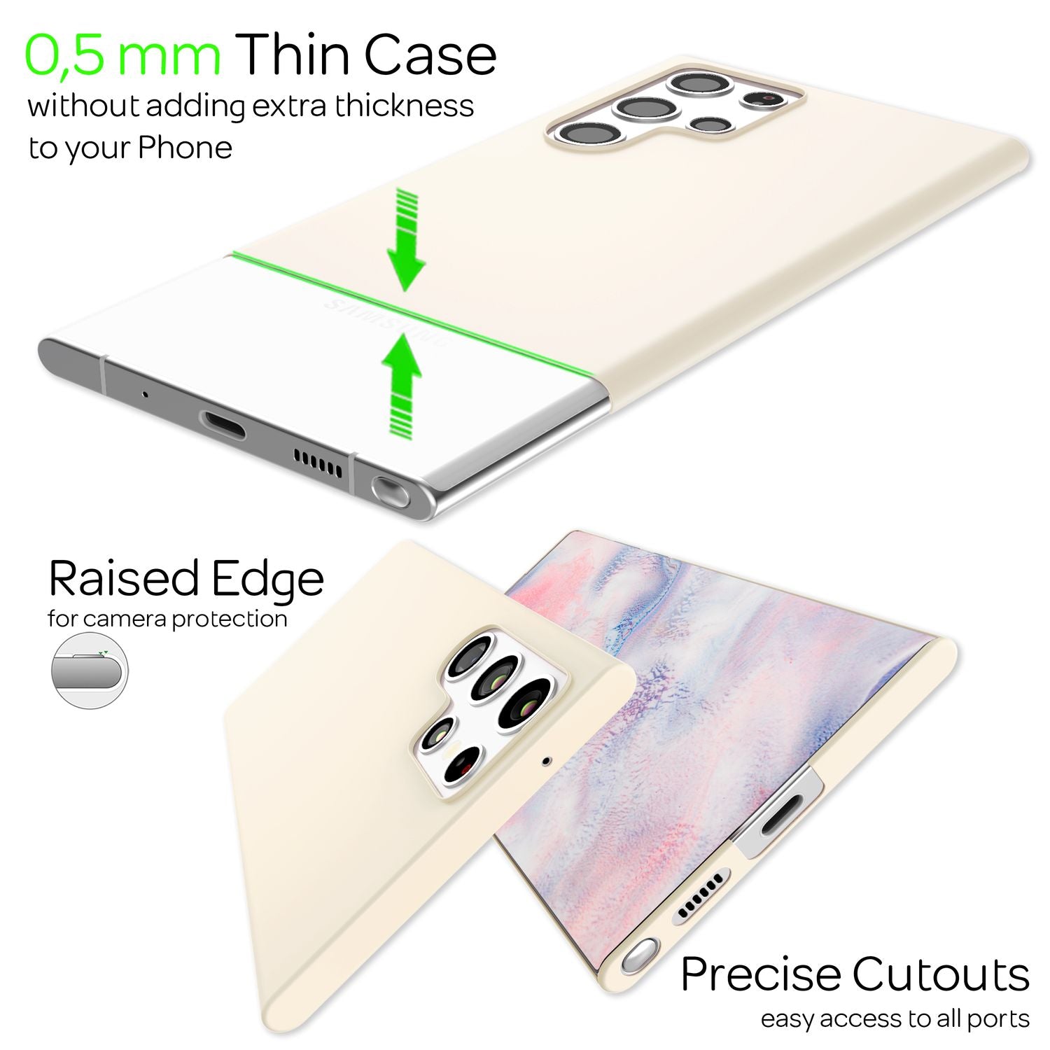 NALIA Ultra-Dünnes Hardcase für Samsung Galaxy S22 Ultra, Anti-Fingerabdruck Seidig-Matt Rutschfest Extra-Leicht 0,5mm Schlank, Harte Schutzhülle Weiß NALIA SlimFit Hülle