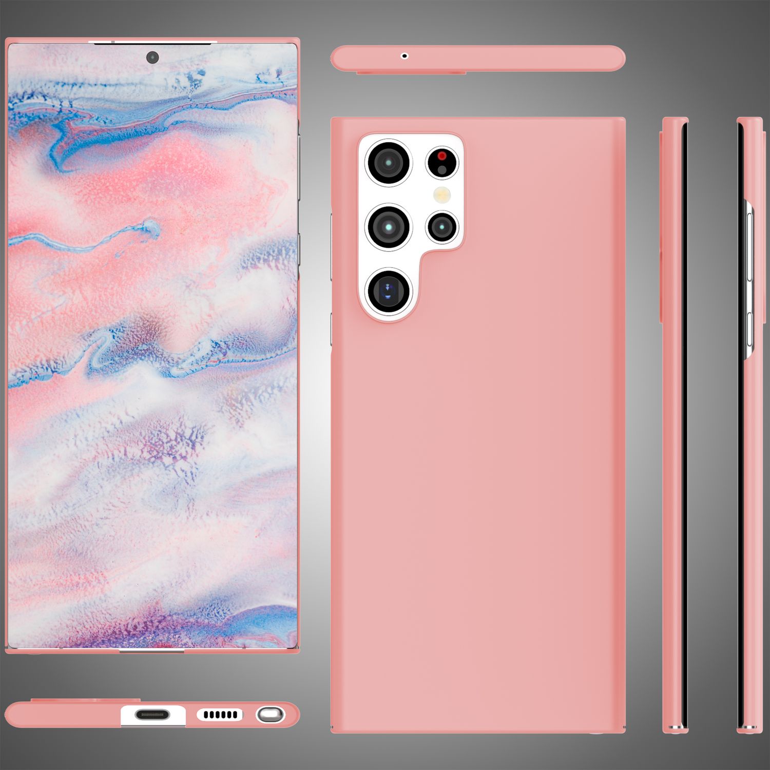 NALIA Ultra-Dünnes Hardcase für Samsung Galaxy S22 Ultra, Anti-Fingerabdruck Seidig-Matt Rutschfest Extra-Leicht 0,5mm Schlank, Harte Schutzhülle Pink NALIA SlimFit Hülle