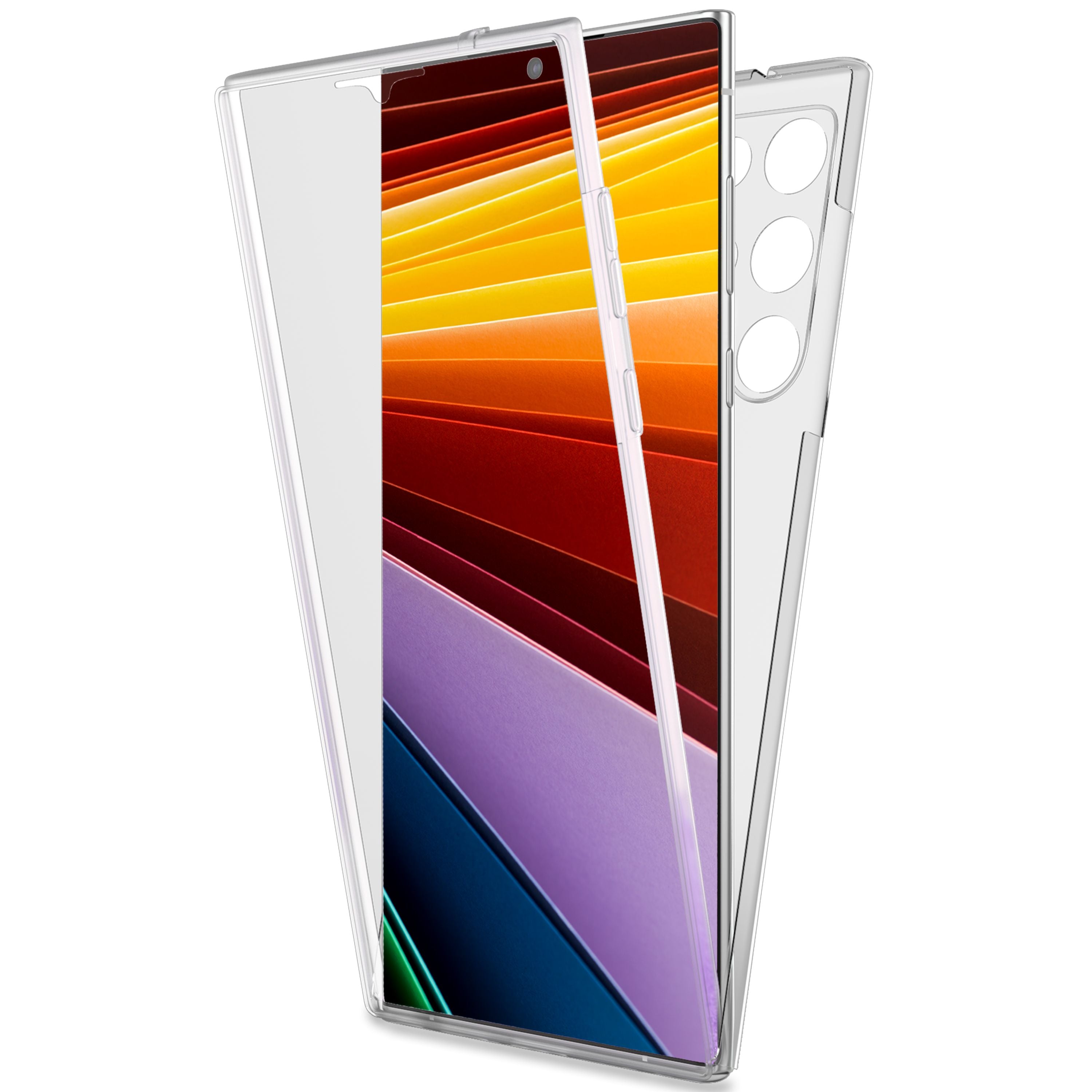 NALIA Klare 360° Schutzhülle für Samsung Galaxy S22 Ultra, Komplettschutz Transparent Anti-Gelb Robust, Hardcase & Silikon Bumper & Displayschutz Default Title NALIA Transparente Hülle