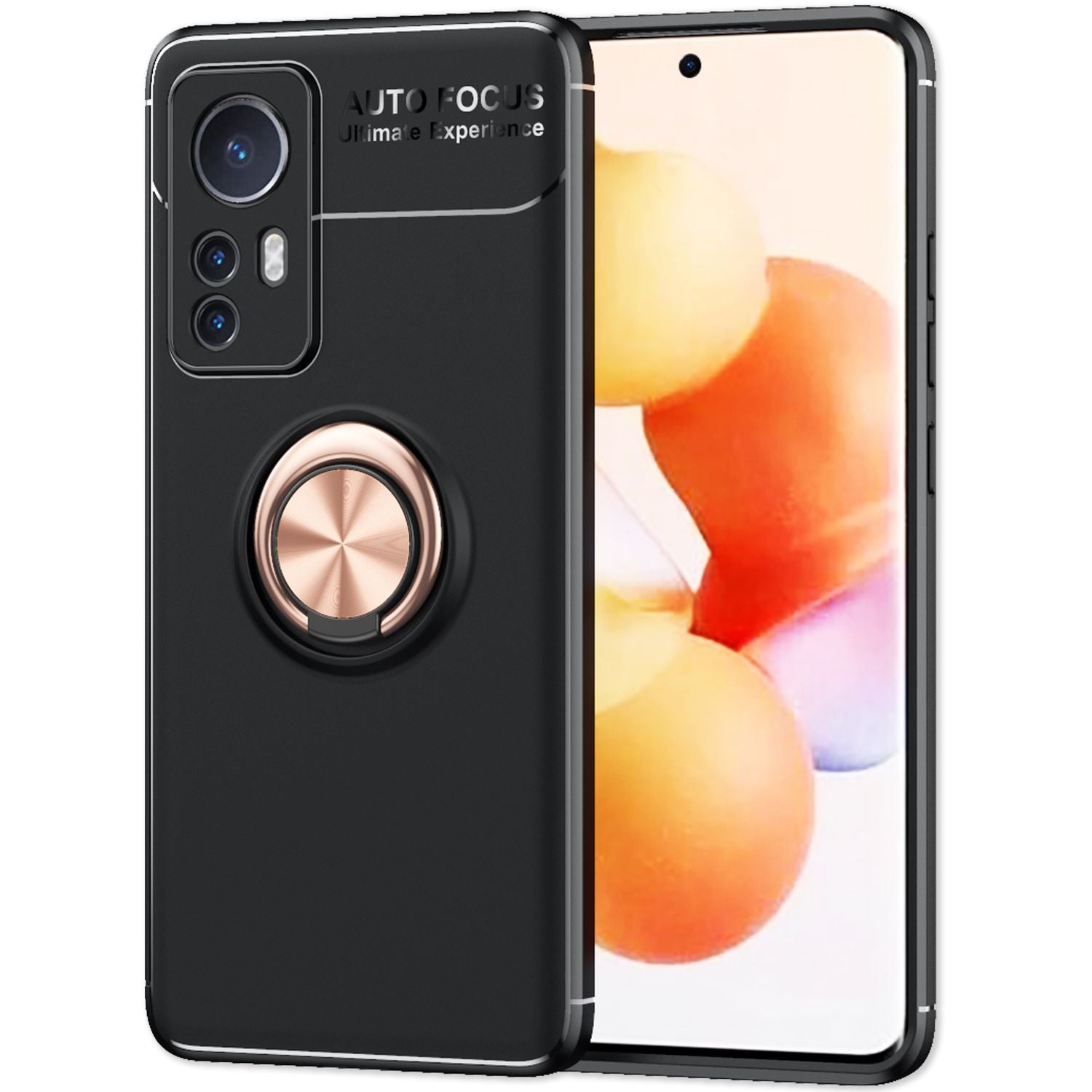 Matt-Schwarze Ringhülle für Xiaomi 12 / Xiaomi 12X - Handy Silikon Hülle Case Rose Gold NALIA Protective Hülle