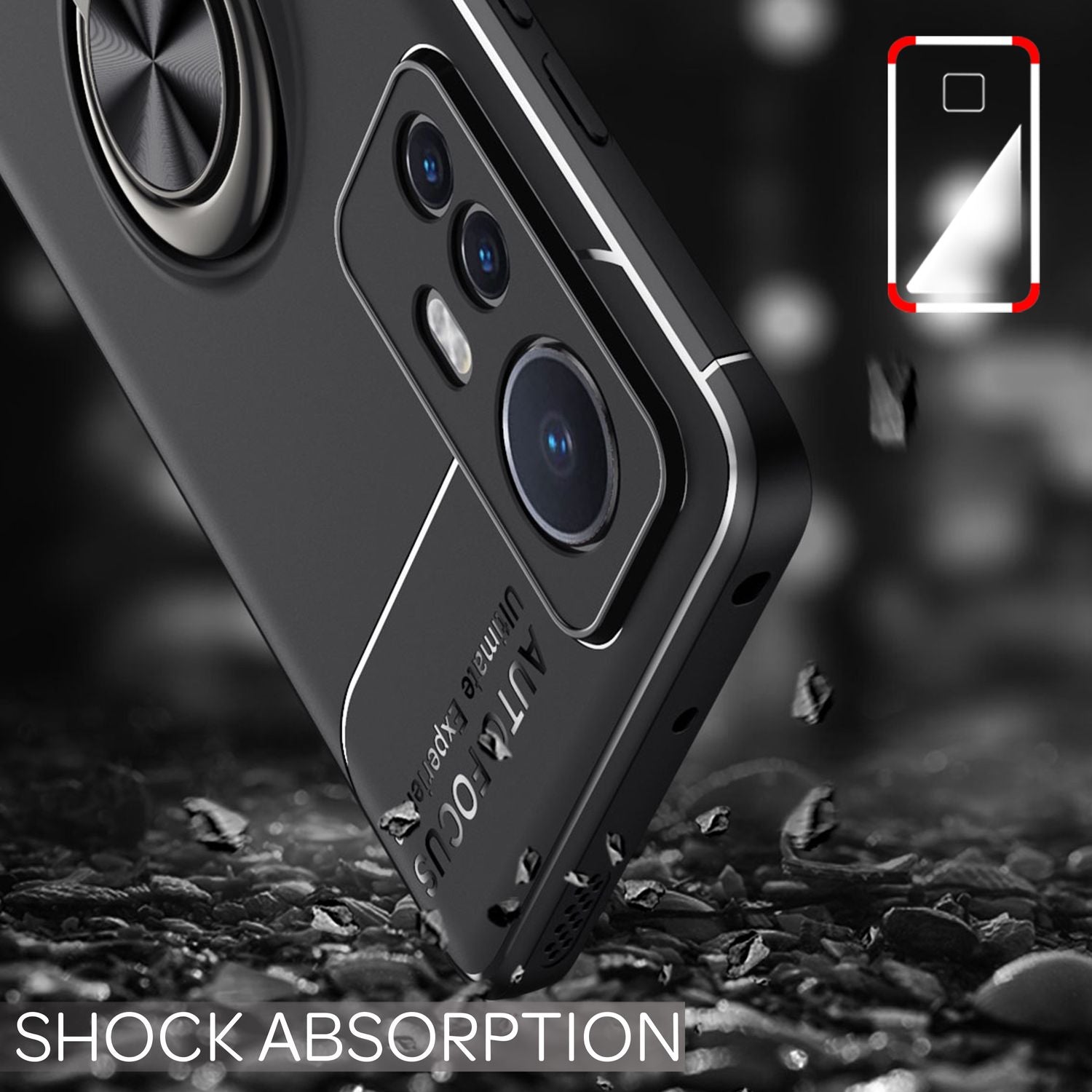 Matt-Schwarze Ringhülle für Xiaomi 12 / Xiaomi 12X - Handy Silikon Hülle Case Rose Gold NALIA Protective Hülle