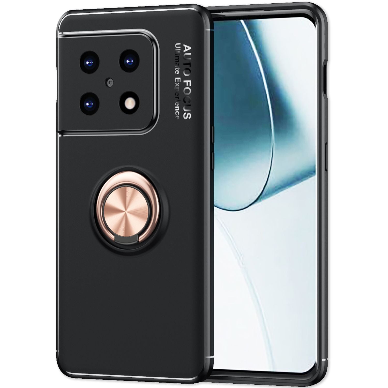 Matt-Schwarze Ringhülle für OnePlus 10 Pro - Handy Silikon Hülle Smartphone Case Rose Gold NALIA