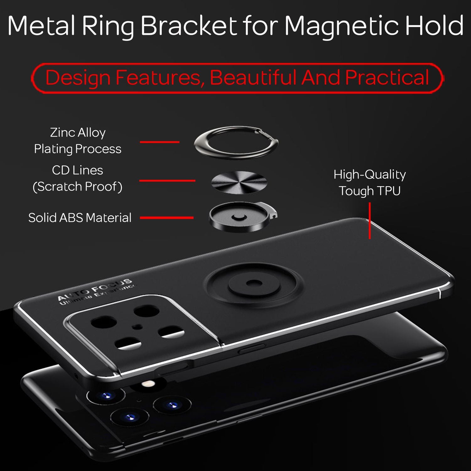 Matt-Schwarze Ringhülle für OnePlus 10 Pro - Handy Silikon Hülle Smartphone Case Schwarz NALIA