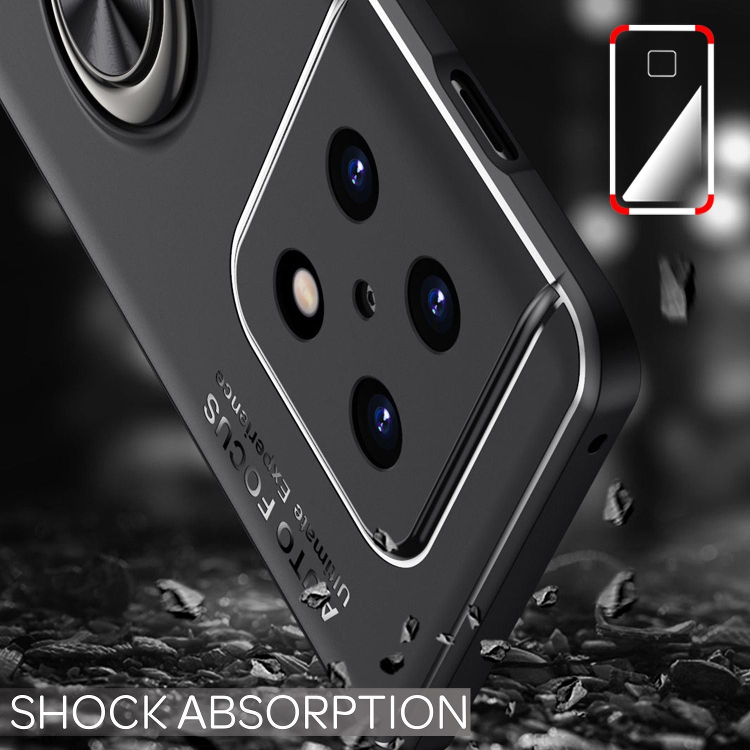 Matt-Schwarze Ringhülle für OnePlus 10 Pro - Handy Silikon Hülle Smartphone Case Schwarz NALIA