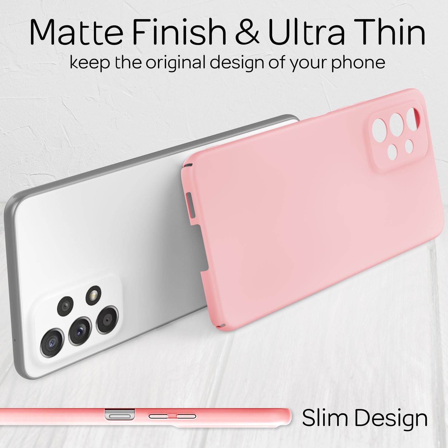 Ultra-Dünnes Hardcase für Samsung Galaxy A53 - Handy Hülle Slim-Fit Cover Matt Pink NALIA SlimFit Hülle