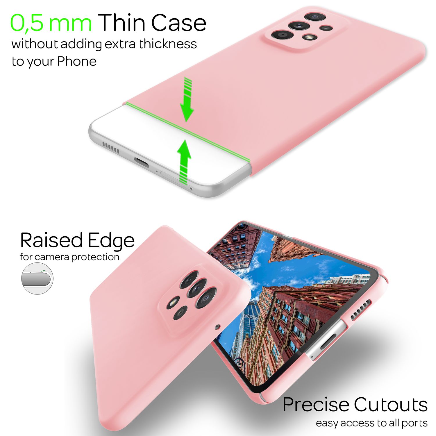Ultra-Dünnes Hardcase für Samsung Galaxy A53 - Handy Hülle Slim-Fit Cover Matt Pink NALIA SlimFit Hülle