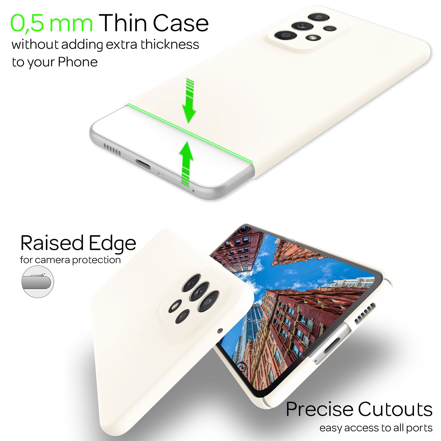 Ultra-Dünnes Hardcase für Samsung Galaxy A53 - Handy Hülle Slim-Fit Cover Matt Weiß NALIA SlimFit Hülle