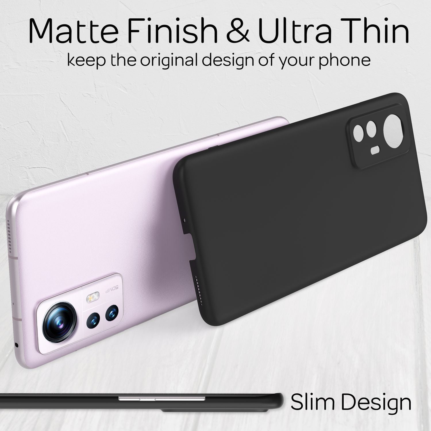 Ultra-Dünnes Hardcase für Xiaomi 12/ Xiaomi 12X - Handy Hülle Smartphone Cover Schwarz NALIA SlimFit Hülle