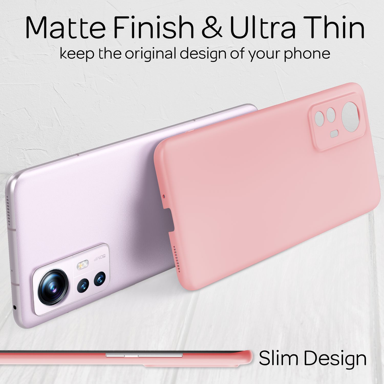 Ultra-Dünnes Hardcase für Xiaomi 12/ Xiaomi 12X - Handy Hülle Smartphone Cover Pink NALIA SlimFit Hülle