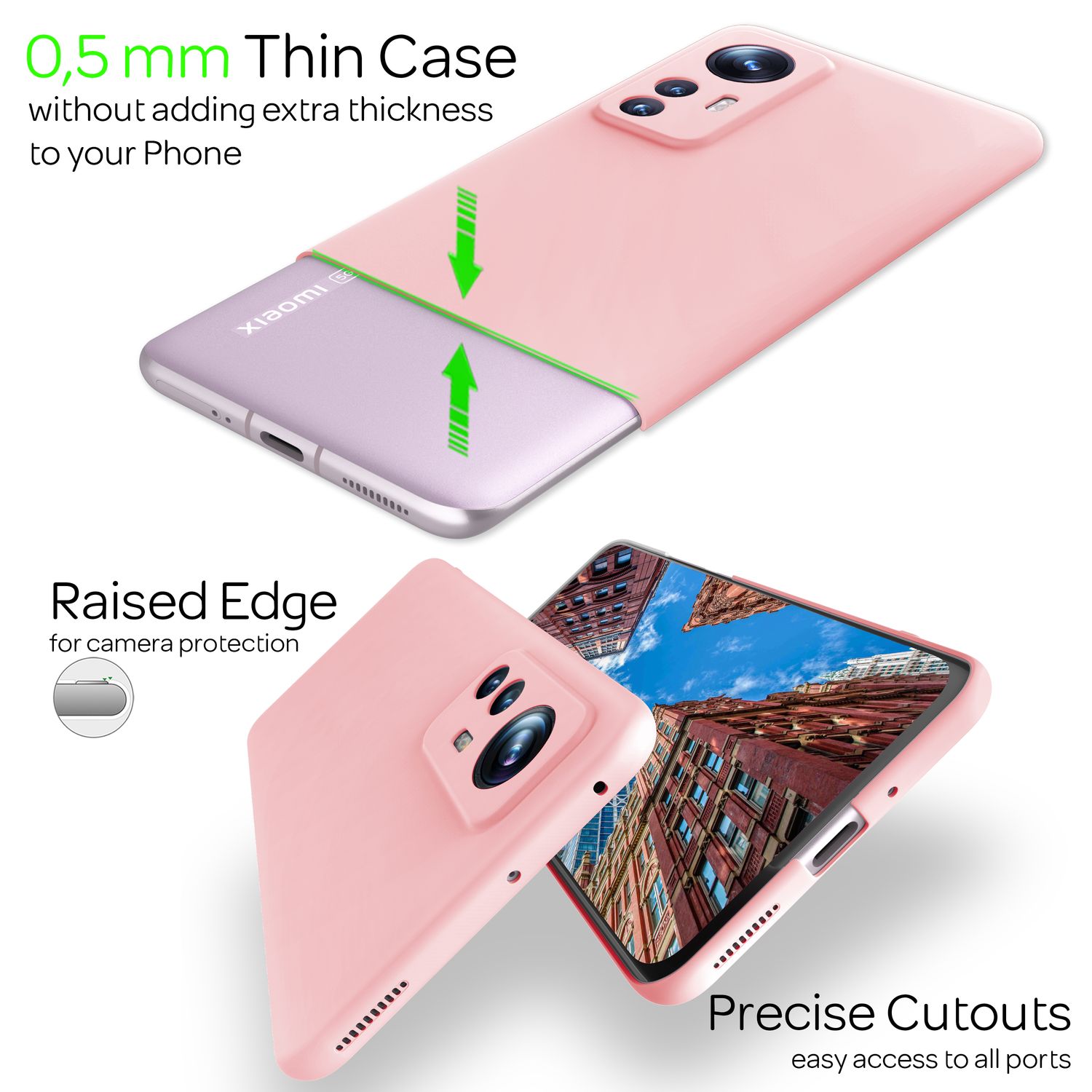 Ultra-Dünnes Hardcase für Xiaomi 12/ Xiaomi 12X - Handy Hülle Smartphone Cover Pink NALIA SlimFit Hülle