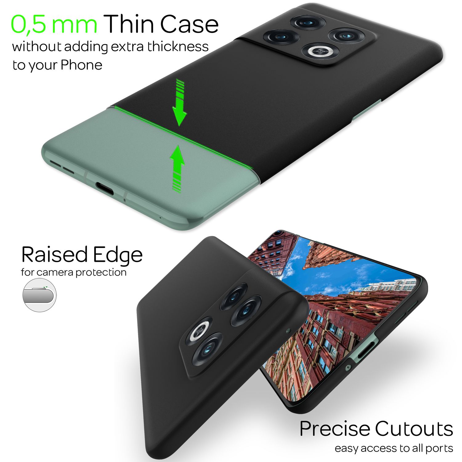 Ultra-Dünnes Hardcase für OnePlus 10 Pro - Handy Hülle Smartphone Hard Cover Schwarz NALIA SlimFit Hülle