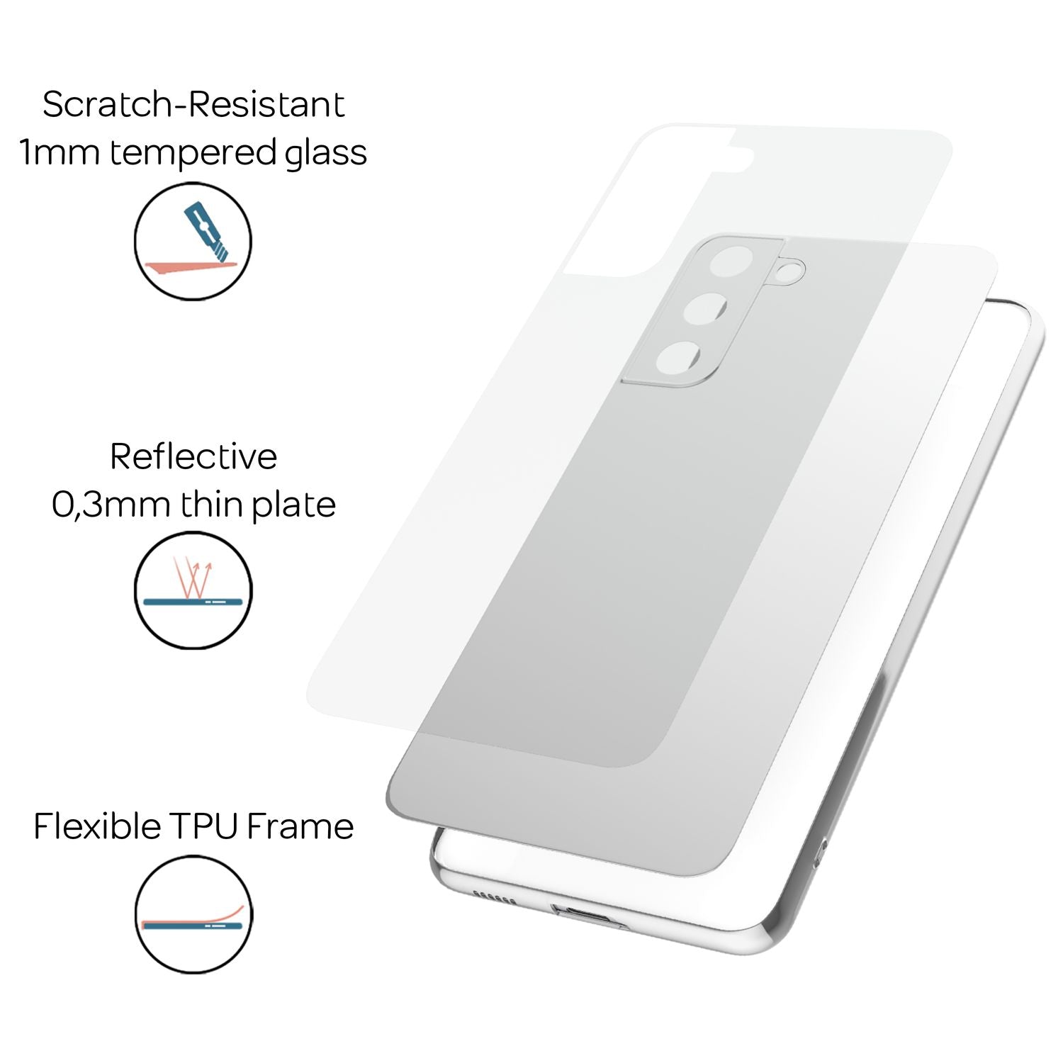 Spiegel Hartglas Case für Samsung Galaxy S22 - Handy Hülle Smartphone Hardcase Default Title NALIA Protective Hülle