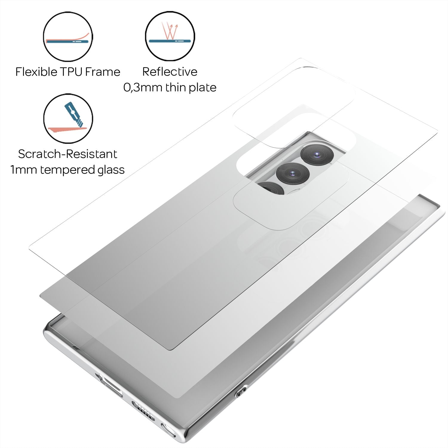 Für Samsung Galaxy S22 Ultra - Hartglas Case Klarer Spiegeleffekt