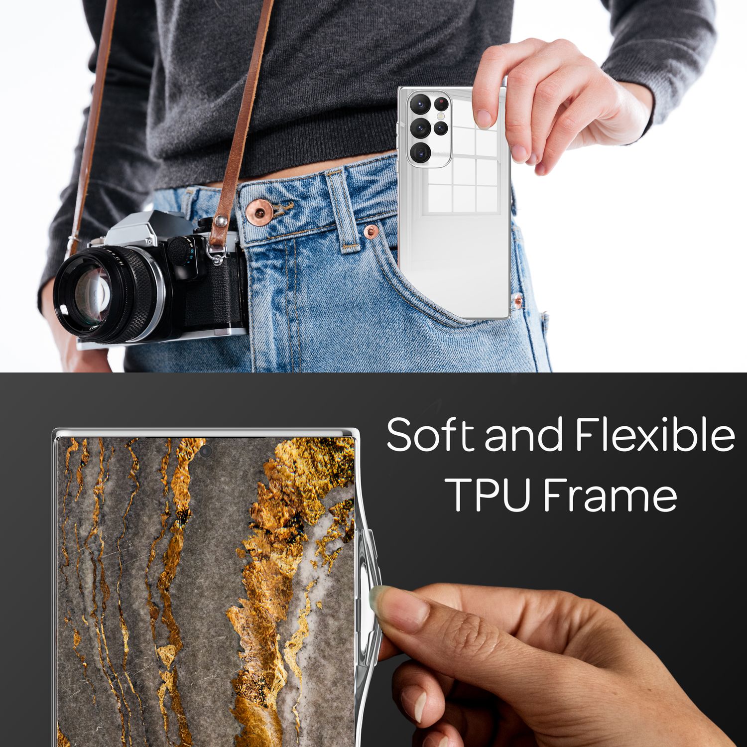 Für Samsung Galaxy S22 Ultra - Hartglas Case Klarer Spiegeleffekt