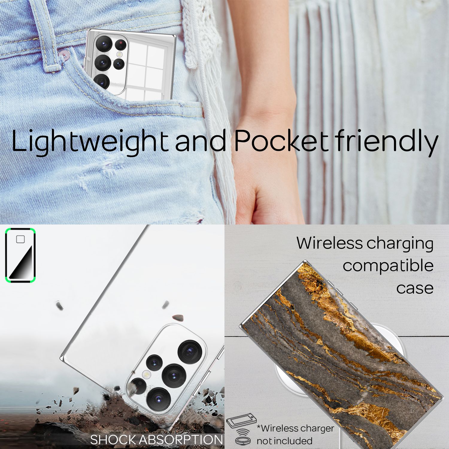 Für Samsung Galaxy S22 Ultra - Hartglas Case Klarer Spiegeleffekt