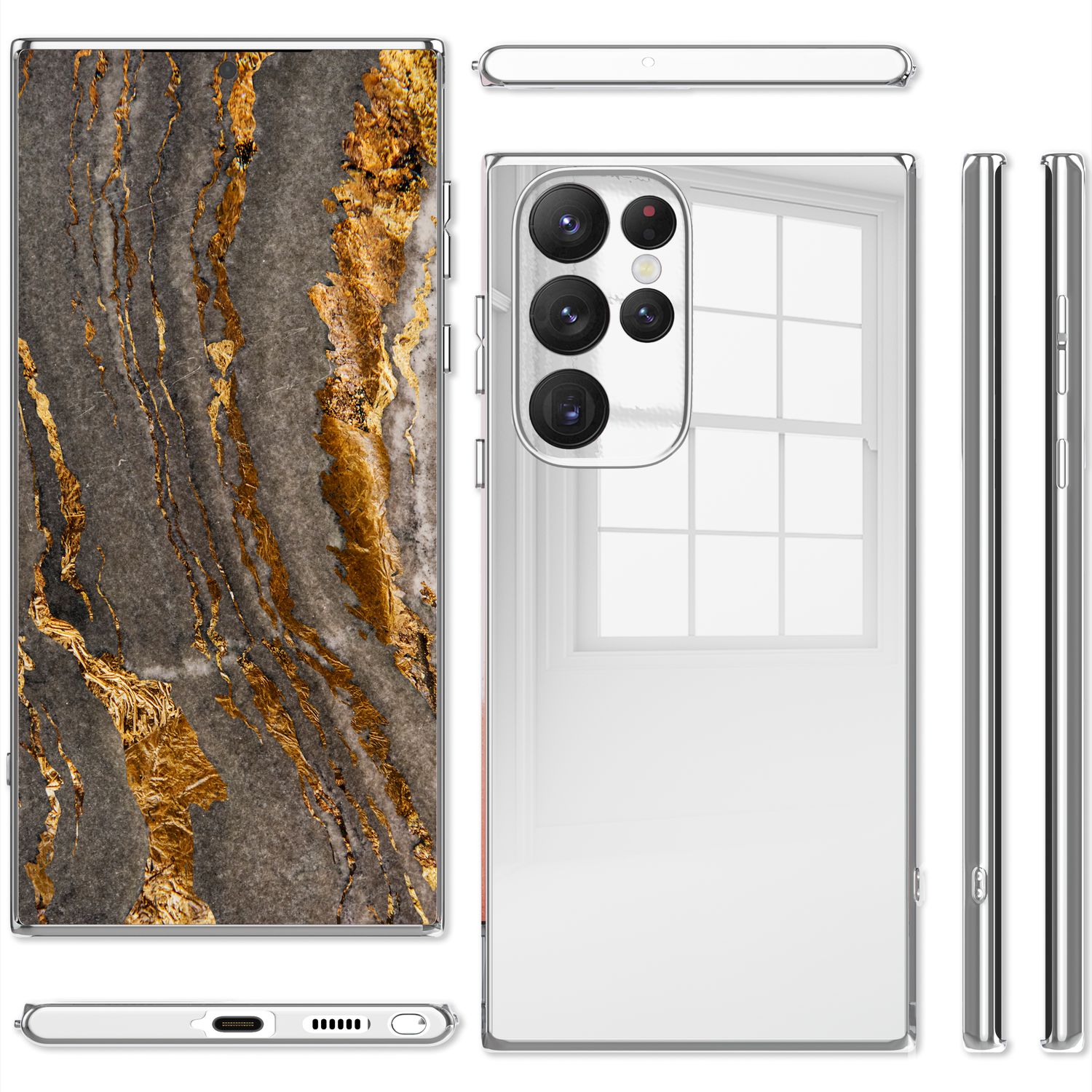 Für Samsung Galaxy S22 Ultra - Hartglas Case Klarer Spiegeleffekt