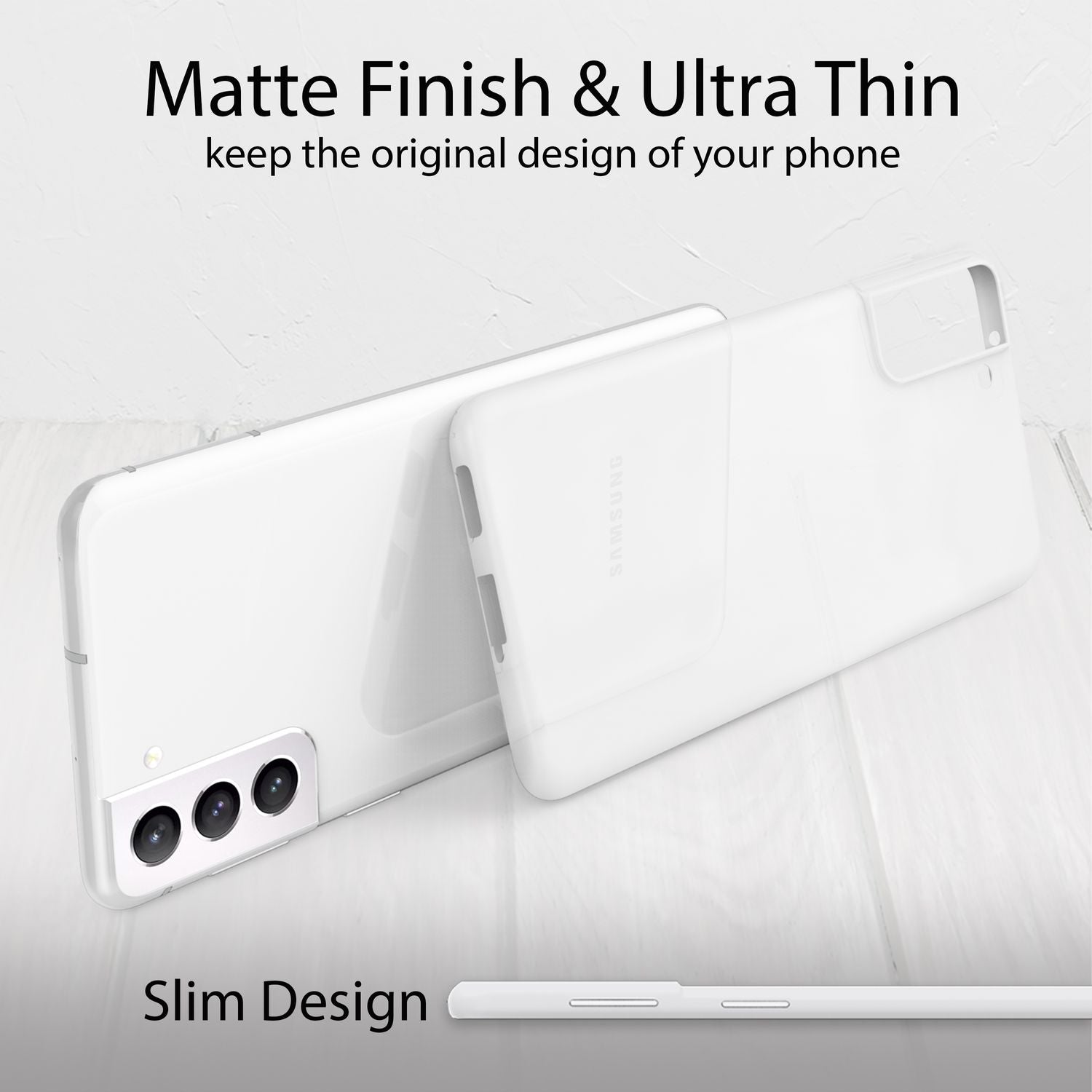 Für Samsung Galaxy S22 - Extra Dünn Hard Case Ultra Slim Handy Hülle Matt Cover Weiß Transparent NALIA SlimFit Hülle