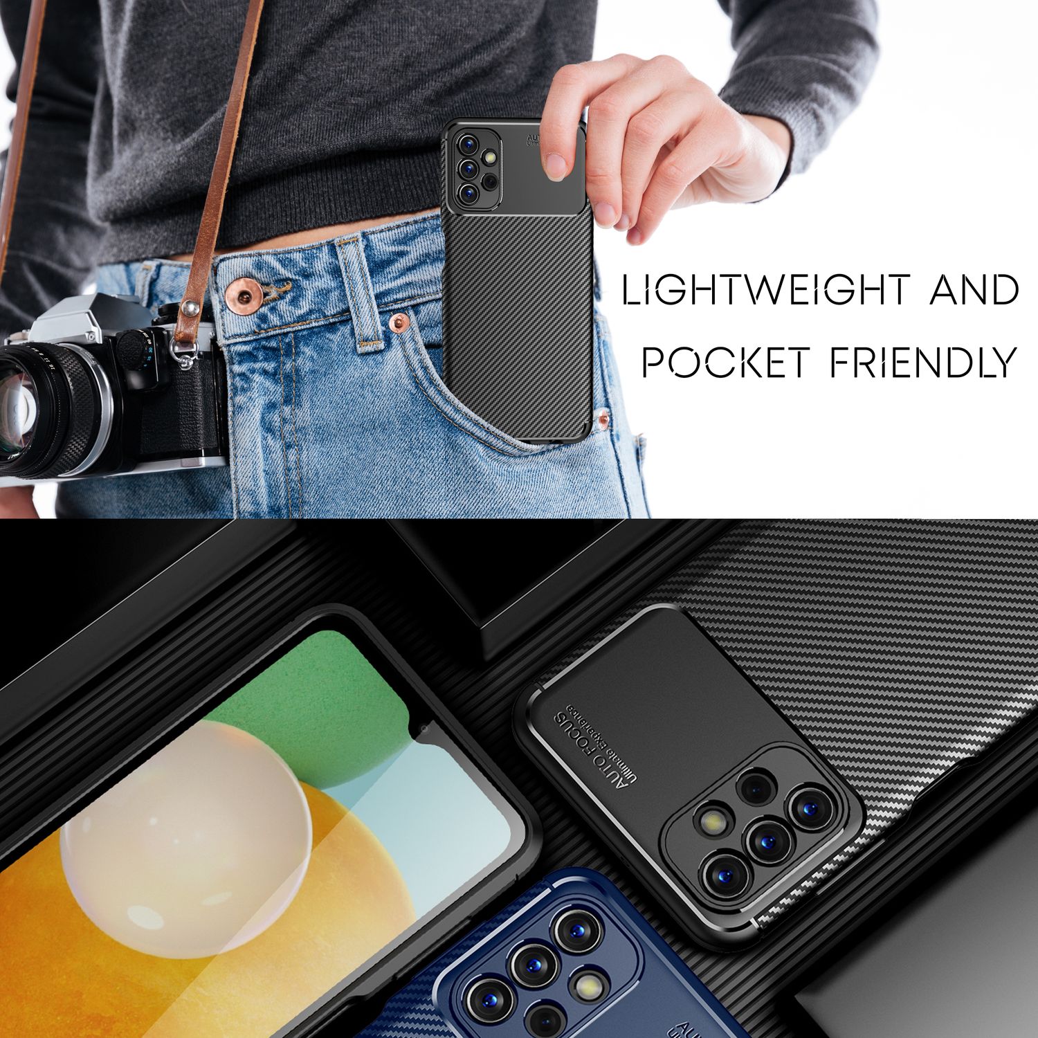 Für Samsung Galaxy A13 - Carbon Look Handy Hülle Hard Case Cover Default Title NALIA Protective Hülle