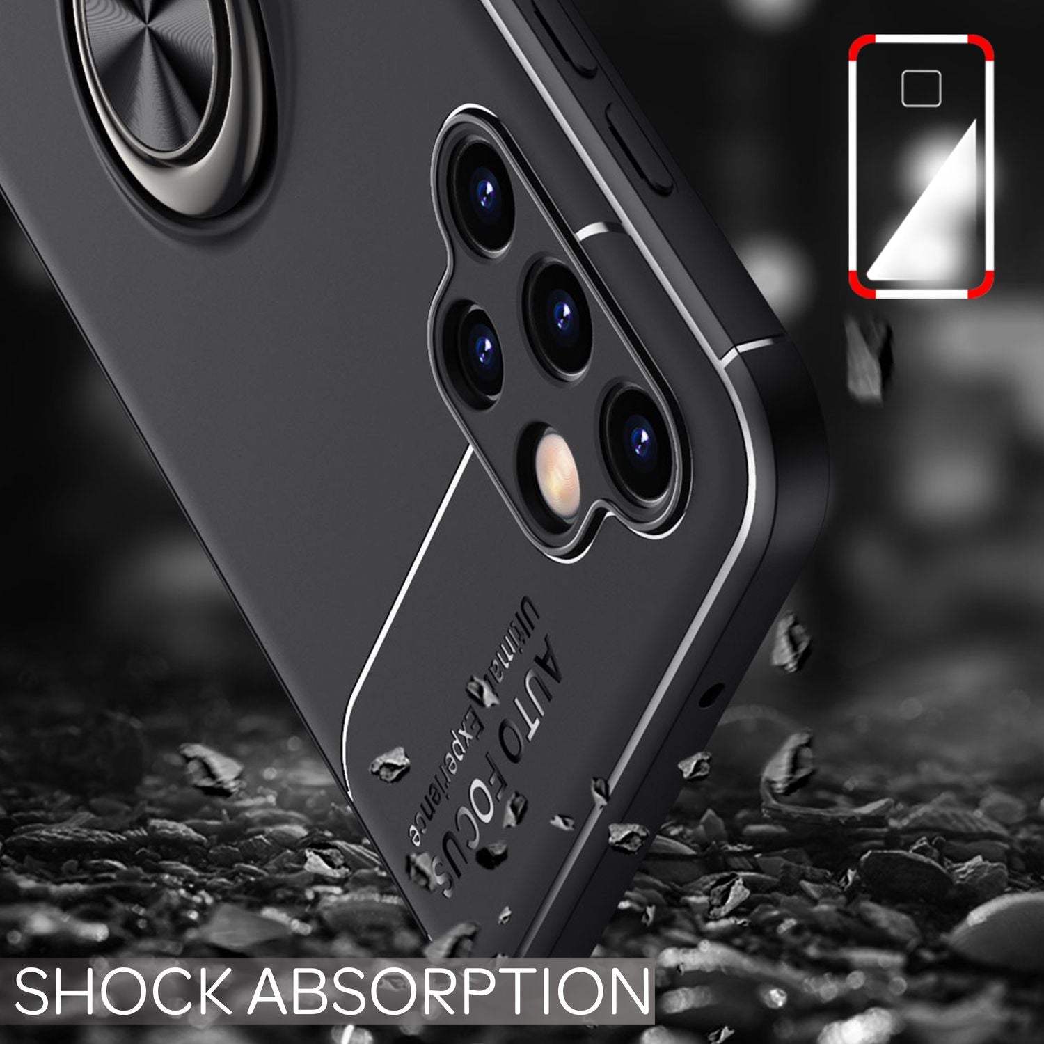 Für Samsung Galaxy A13 - Matt-Schwarze Ringhülle Standfunktion Case Schwarz NALIA Protective Hülle