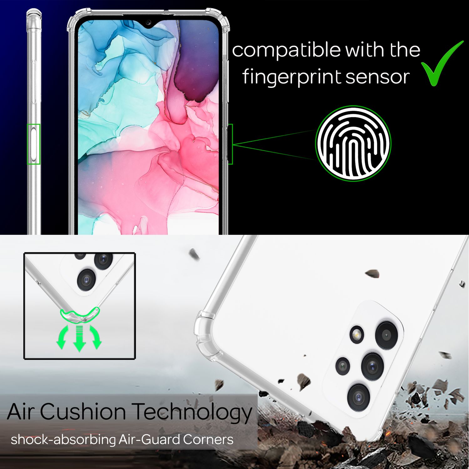 Für Samsung Galaxy A13 - Transparente Handy Hülle mit Kette & Handy-Schnur Pink NALIA Transparente Hülle