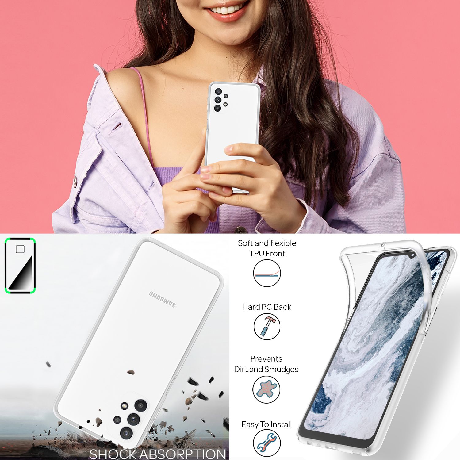 Für Samsung Galaxy A13 - Klare 360° Schutzhülle Anti-Gelb Robust Etui Default Title NALIA Transparente Hülle