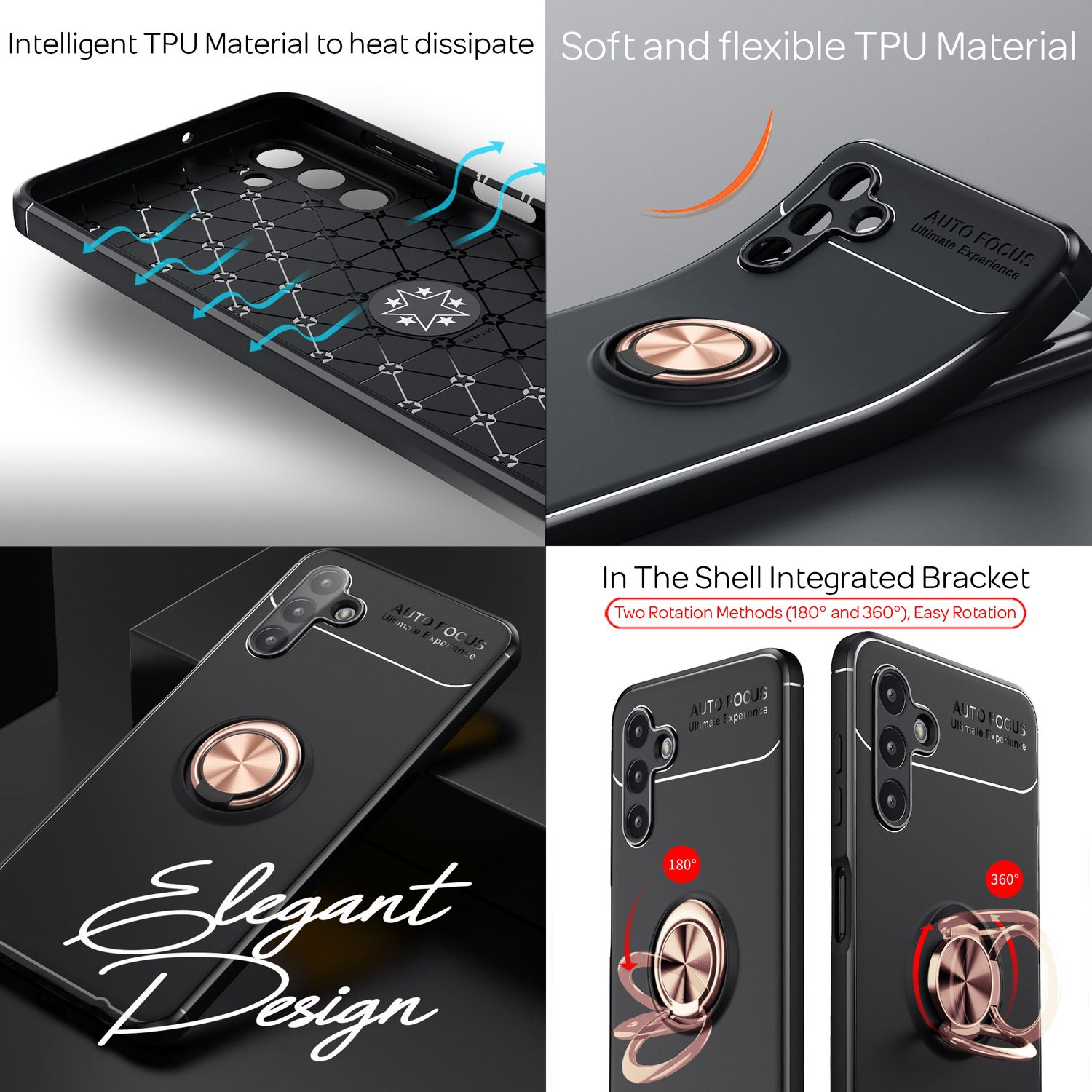 Hülle für Samsung Galaxy A13 5G Ringhülle Ständer Aufsteller Cover Schutzhülle Rose Gold NALIA Protective Hülle