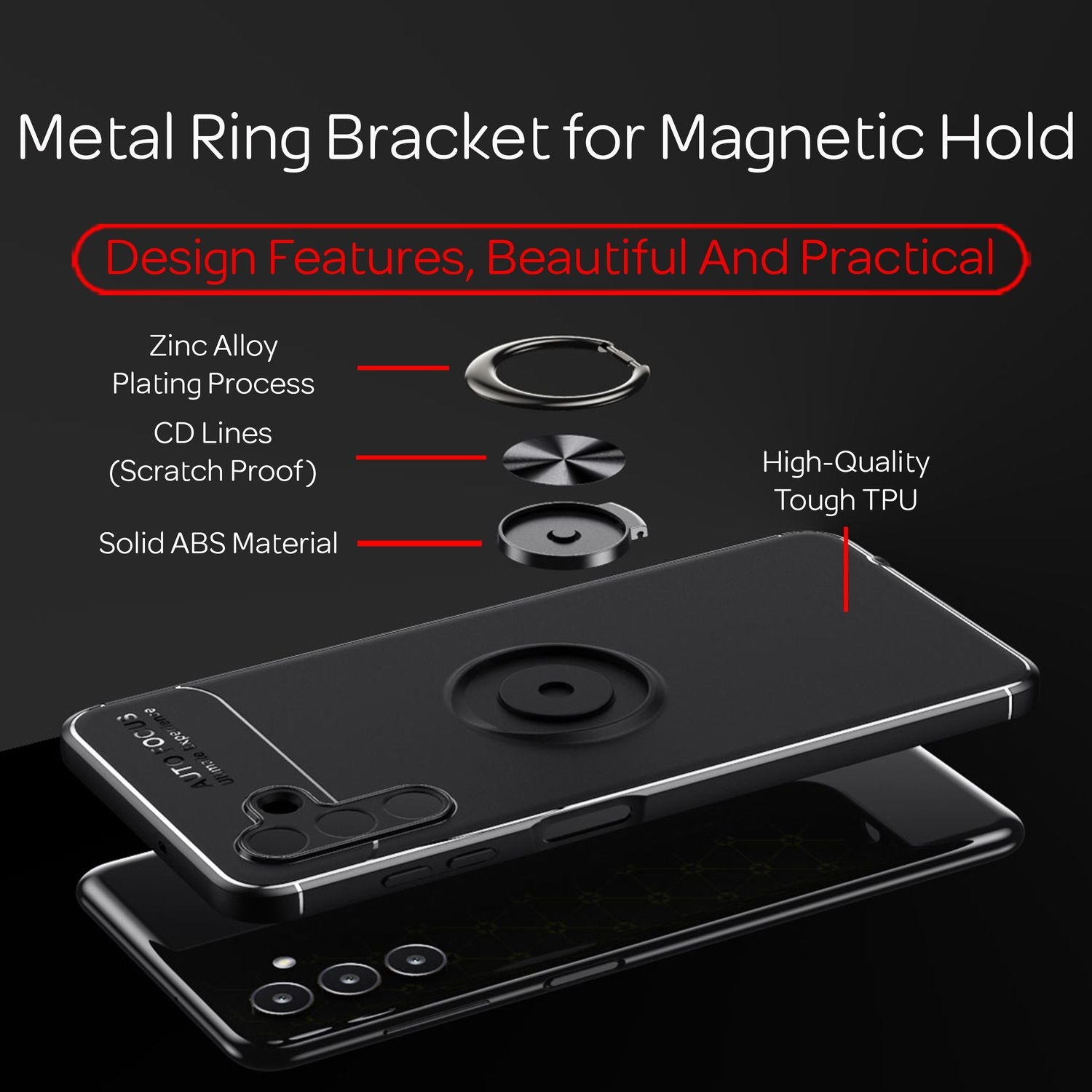 Hülle für Samsung Galaxy A13 5G Ringhülle Ständer Aufsteller Cover Schutzhülle Schwarz NALIA Protective Hülle