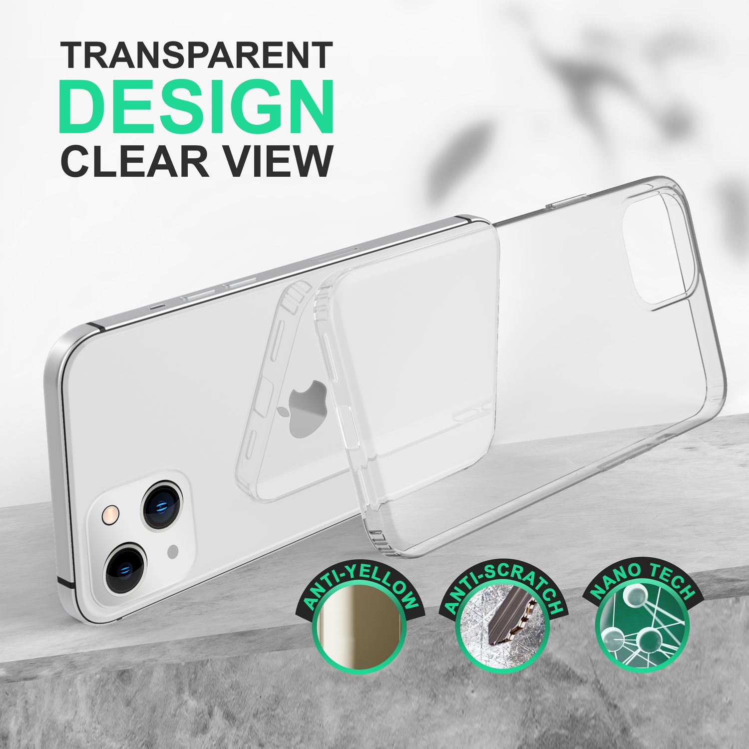 Hülle für iPhone 14 Plus - Klar Kratzfest Transparent Hard Case & Silikon Bumper