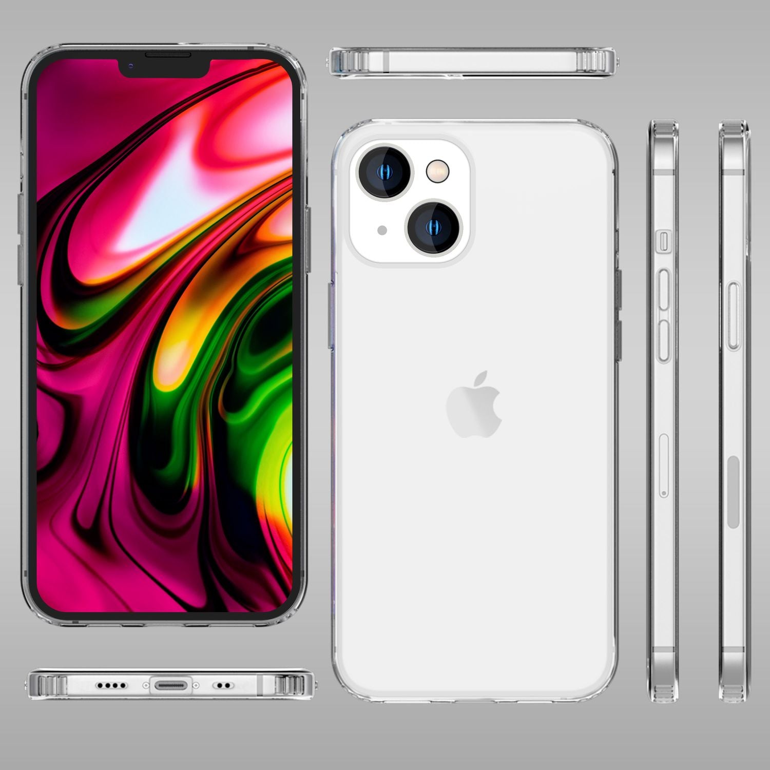 Hülle für iPhone 14 Plus - Klar Kratzfest Transparent Hard Case & Silikon Bumper