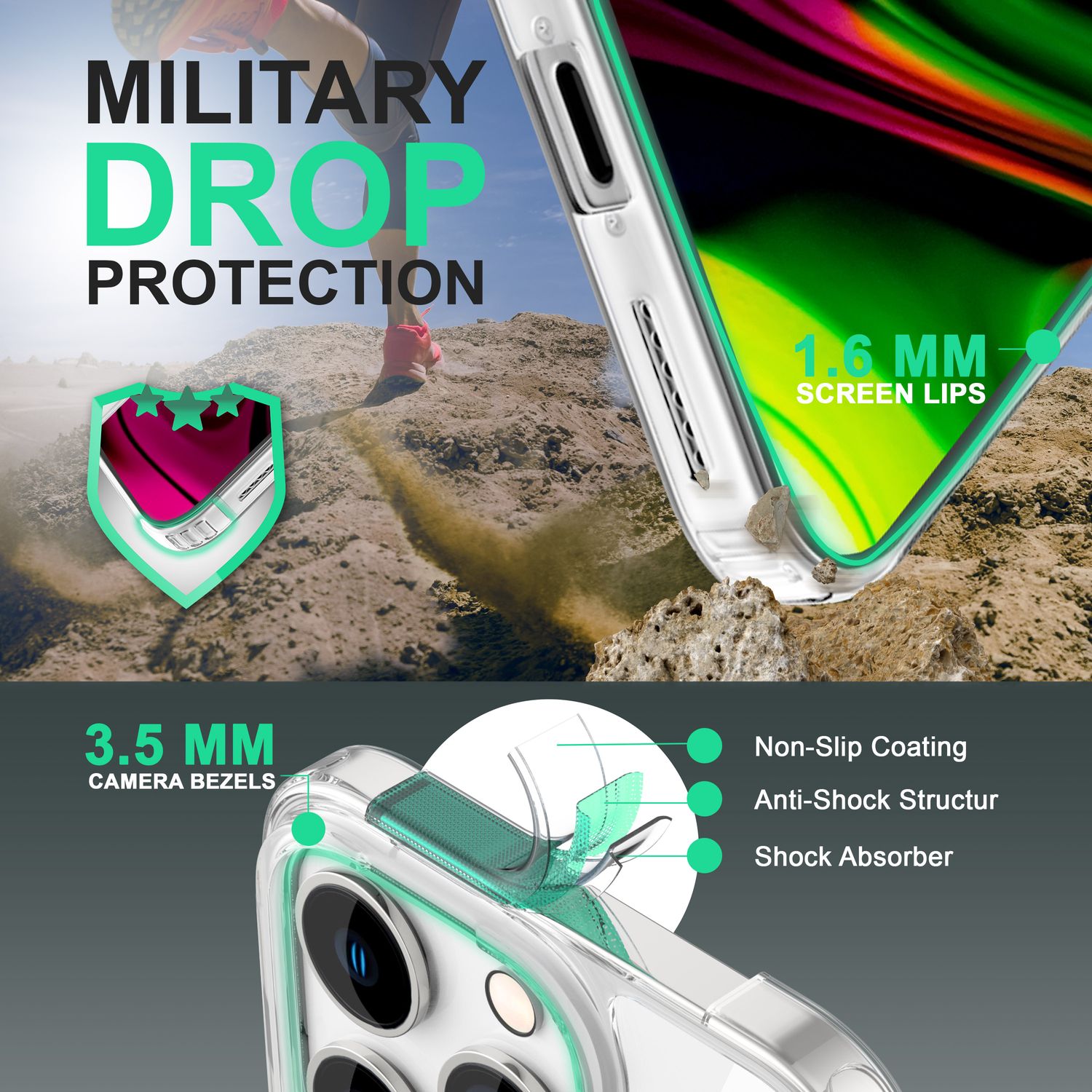 Hülle für iPhone 14 Pro Max - Klar Kratzfest Transparent Hard Case & TPU Silikon Default Title NALIA Transparente Hülle