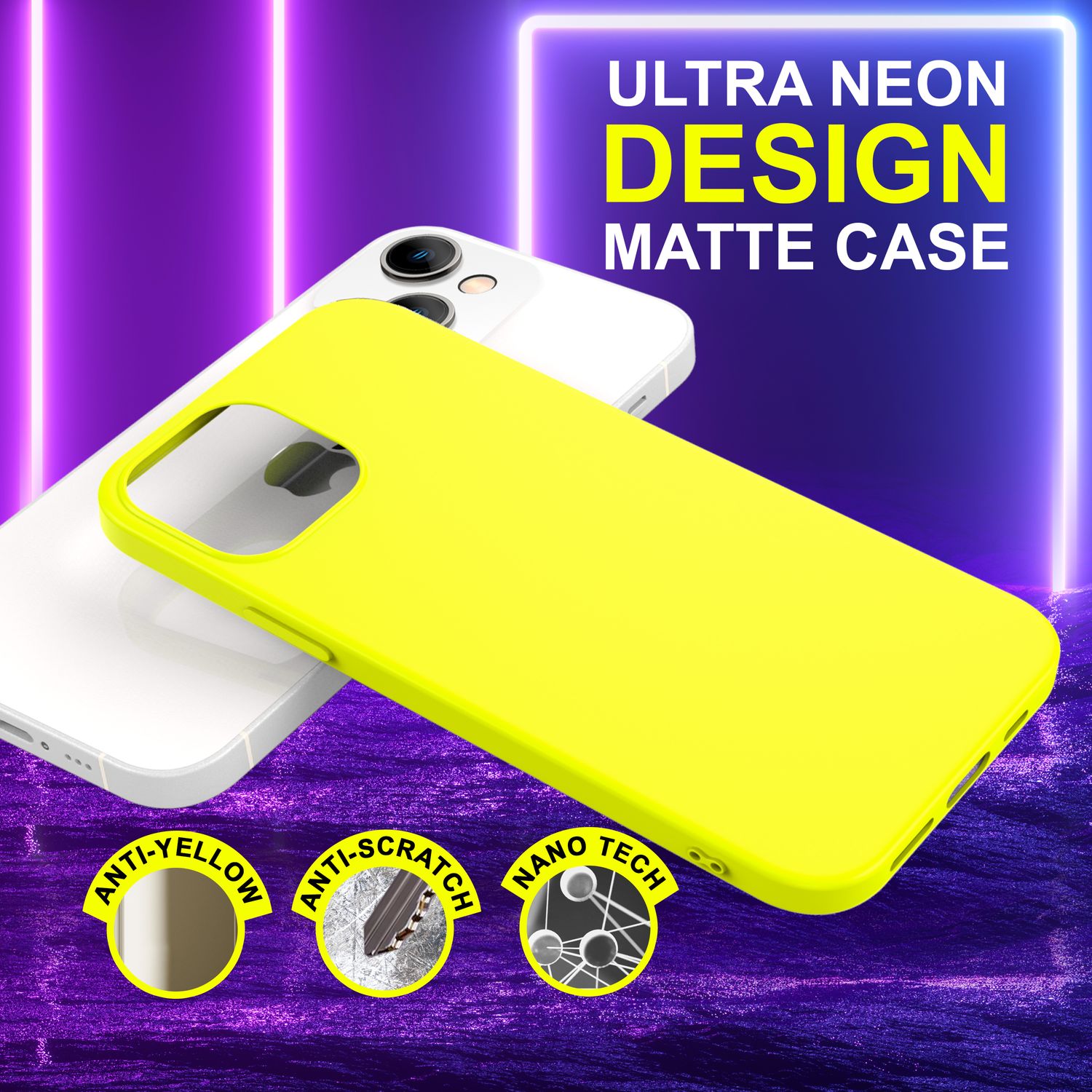 Hülle für iPhone 14 - Bunte Neon Silikon Handyhülle Samtig Weich Rutschfest Case Gelb NALIA Protective Hülle
