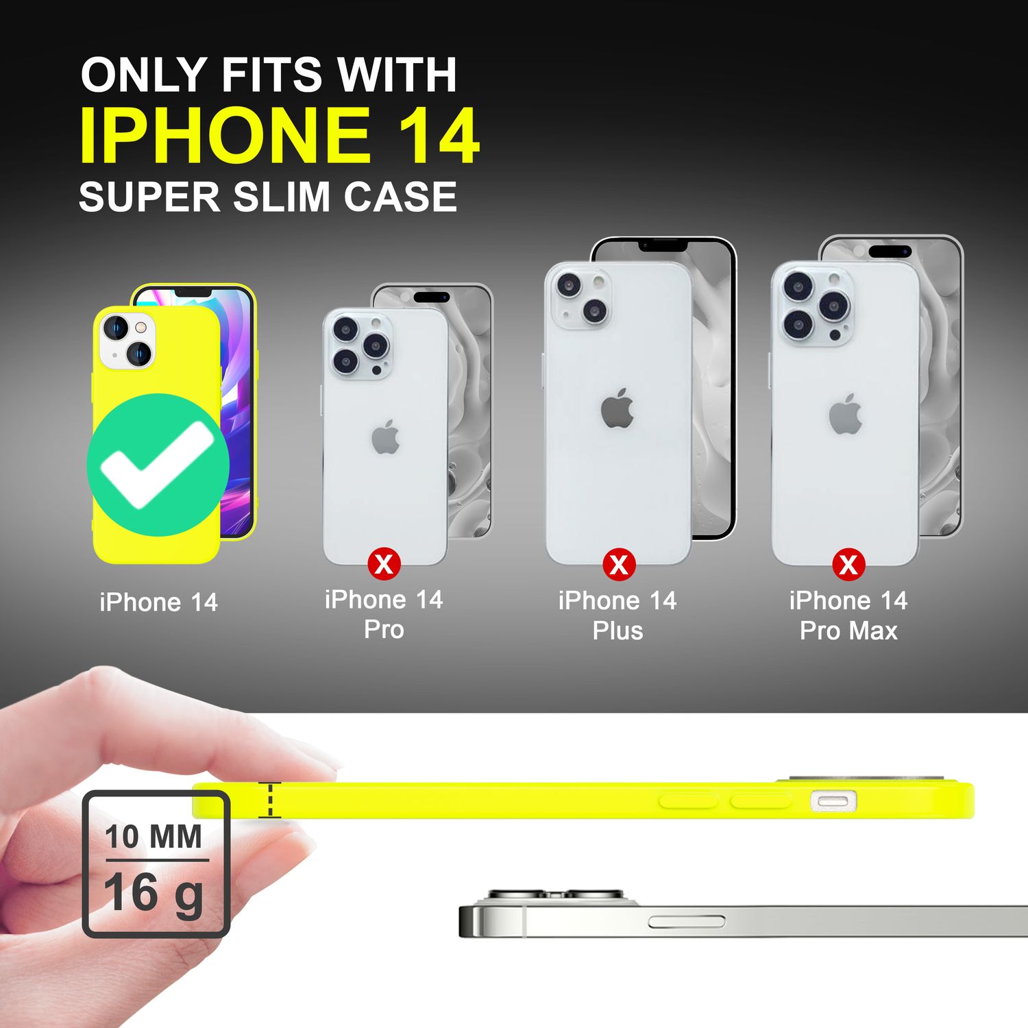 Hülle für iPhone 14 - Bunte Neon Silikon Handyhülle Samtig Weich Rutschfest Case Gelb NALIA Protective Hülle