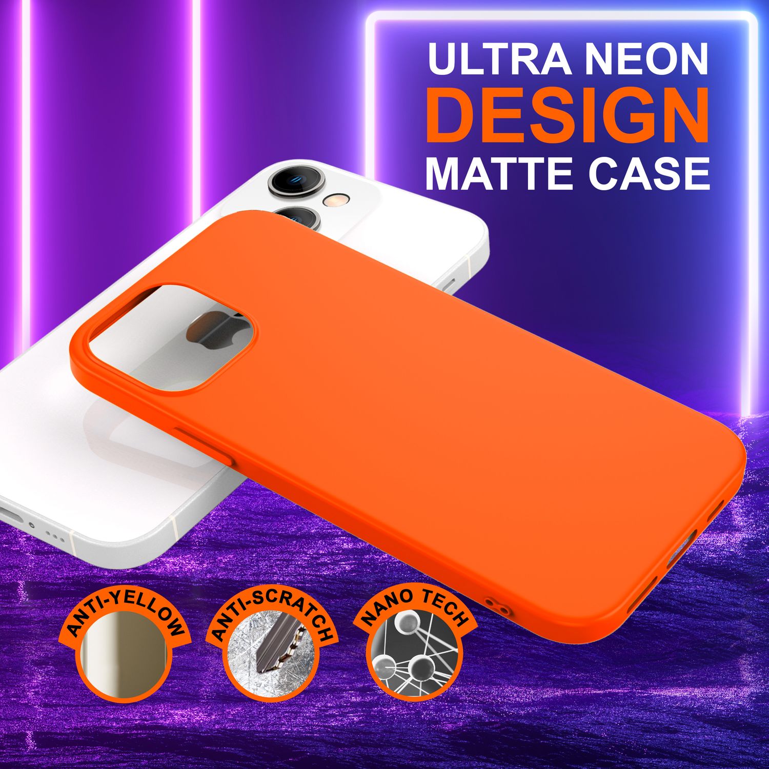 Hülle für iPhone 14 - Bunte Neon Silikon Handyhülle Samtig Weich Rutschfest Case Orange NALIA Protective Hülle