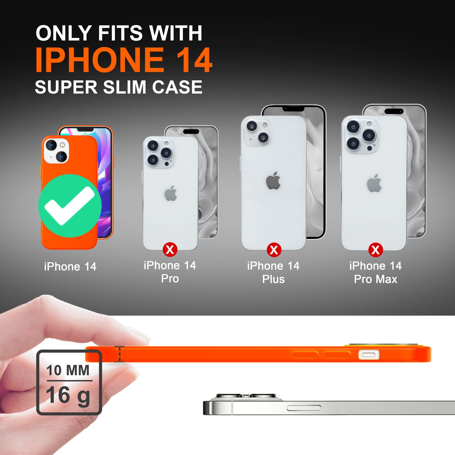 Hülle für iPhone 14 - Bunte Neon Silikon Handyhülle Samtig Weich Rutschfest Case Orange NALIA Protective Hülle