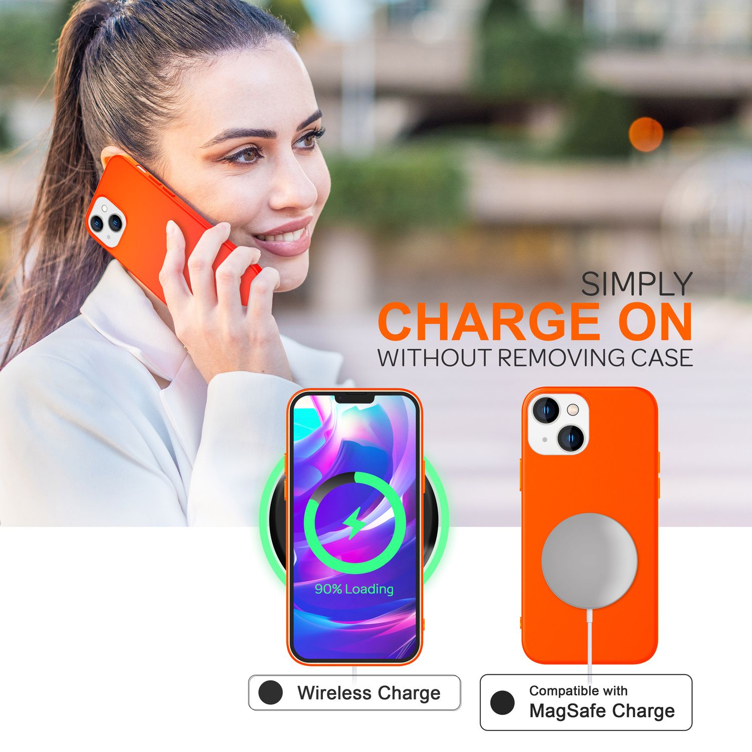 Hülle für iPhone 14 - Bunte Neon Silikon Handyhülle Samtig Weich Rutschfest Case Orange NALIA Protective Hülle