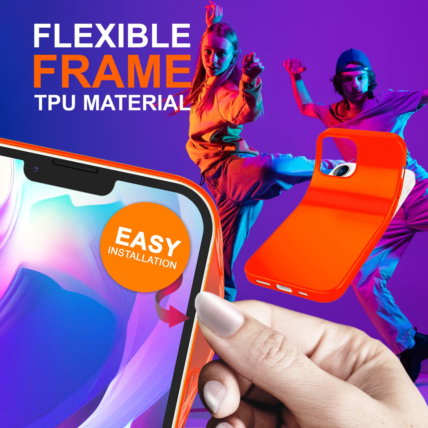 Hülle für iPhone 14 - Bunte Neon Silikon Handyhülle Samtig Weich Rutschfest Case Orange NALIA Protective Hülle