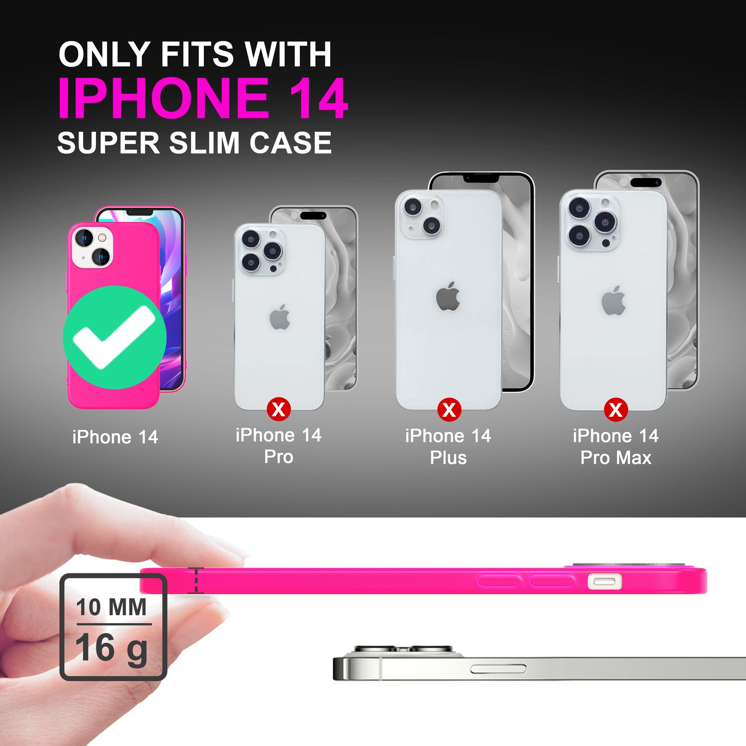 Hülle für iPhone 14 - Bunte Neon Silikon Handyhülle Samtig Weich Rutschfest Case Pink NALIA Protective Hülle