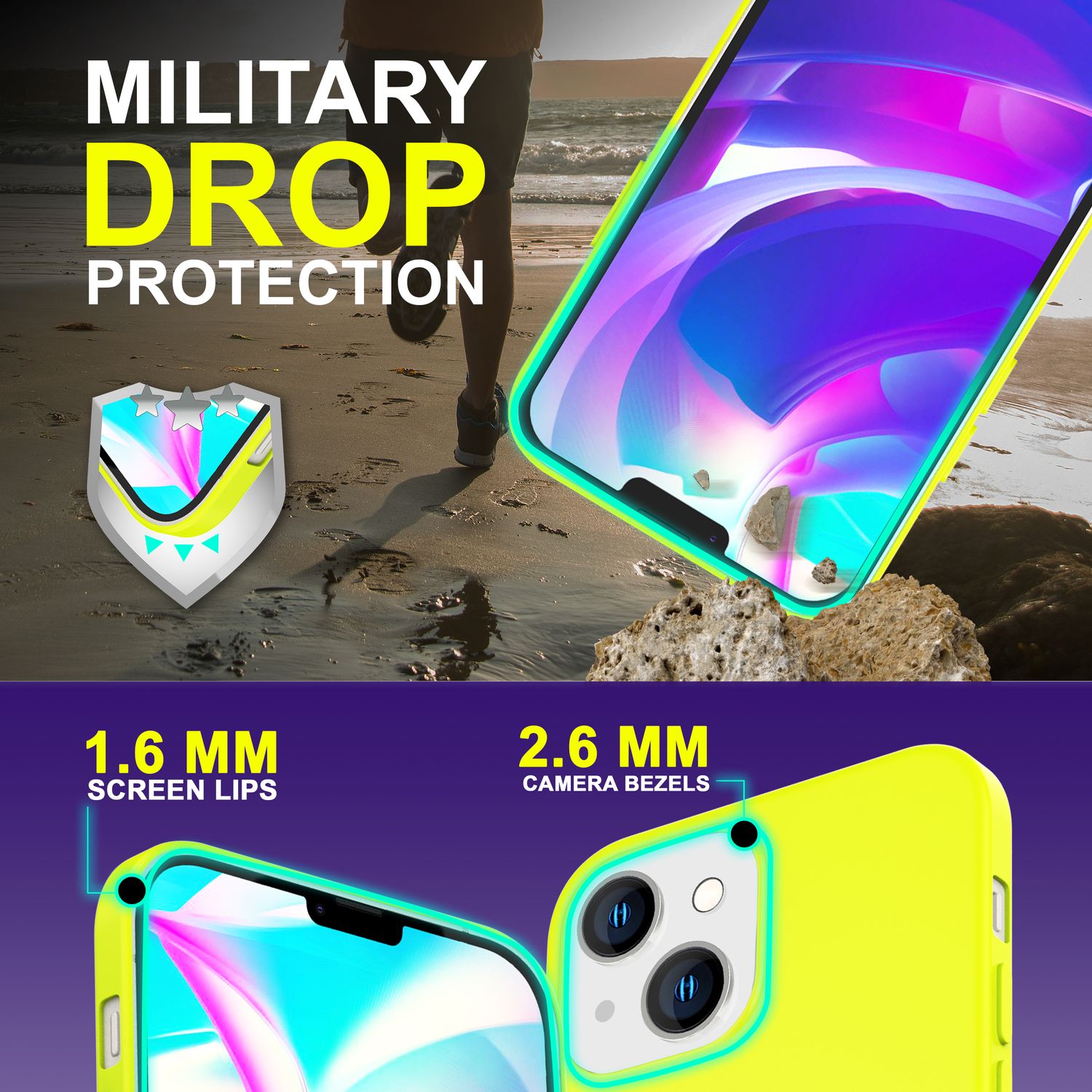 Hülle für iPhone 14 Plus - Bunte Neon Silikon Handyhülle Samtig Rutschfest Cover