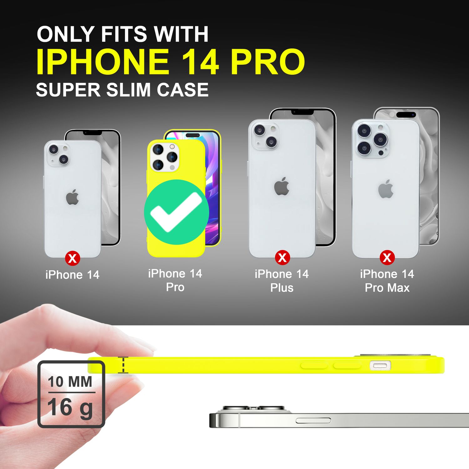 Hülle für iPhone 14 Pro - Bunte Neon Silikon Handyhülle Samtig Weich Rutschfest Gelb NALIA Neon Hülle