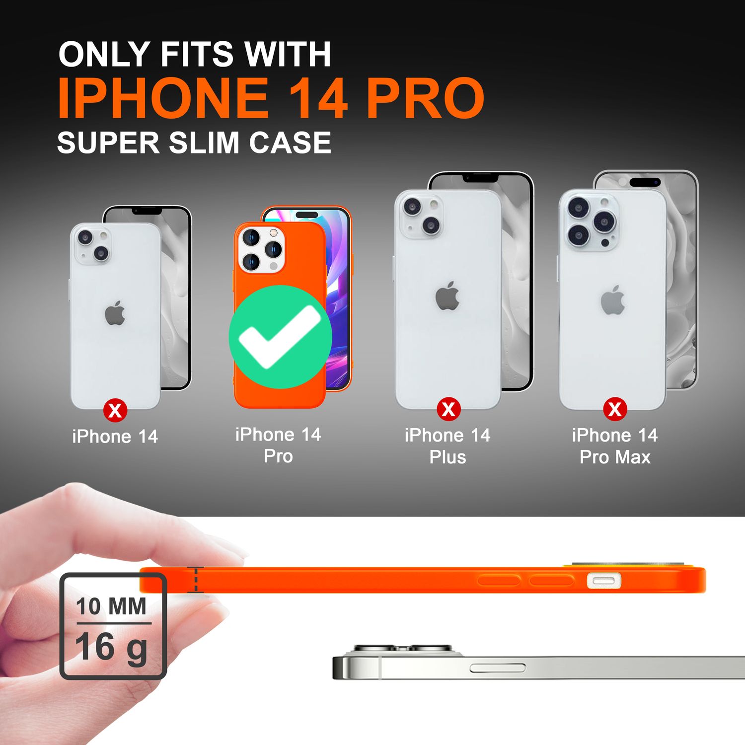 Hülle für iPhone 14 Pro - Bunte Neon Silikon Handyhülle Samtig Weich Rutschfest Orange NALIA Neon Hülle