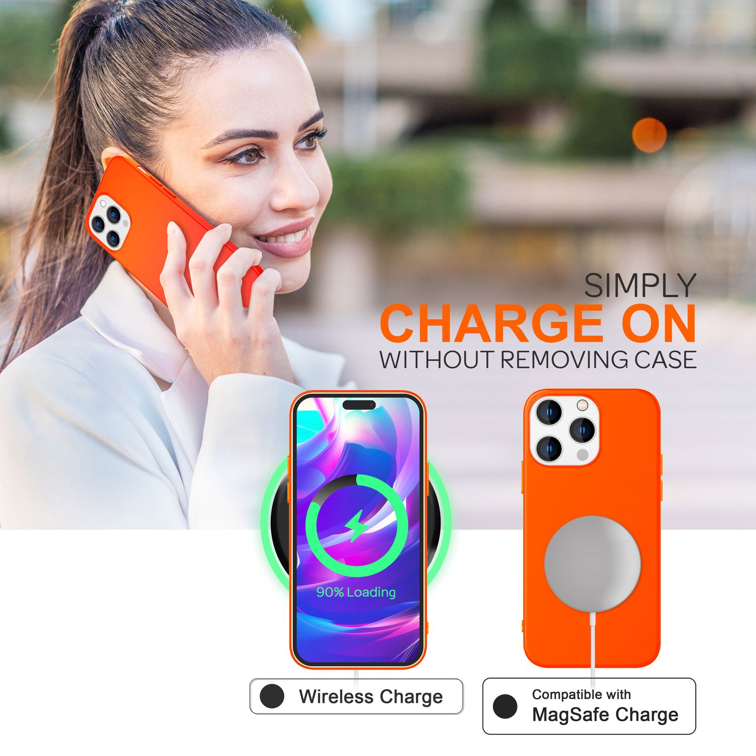 Hülle für iPhone 14 Pro - Bunte Neon Silikon Handyhülle Samtig Weich Rutschfest Orange NALIA Neon Hülle