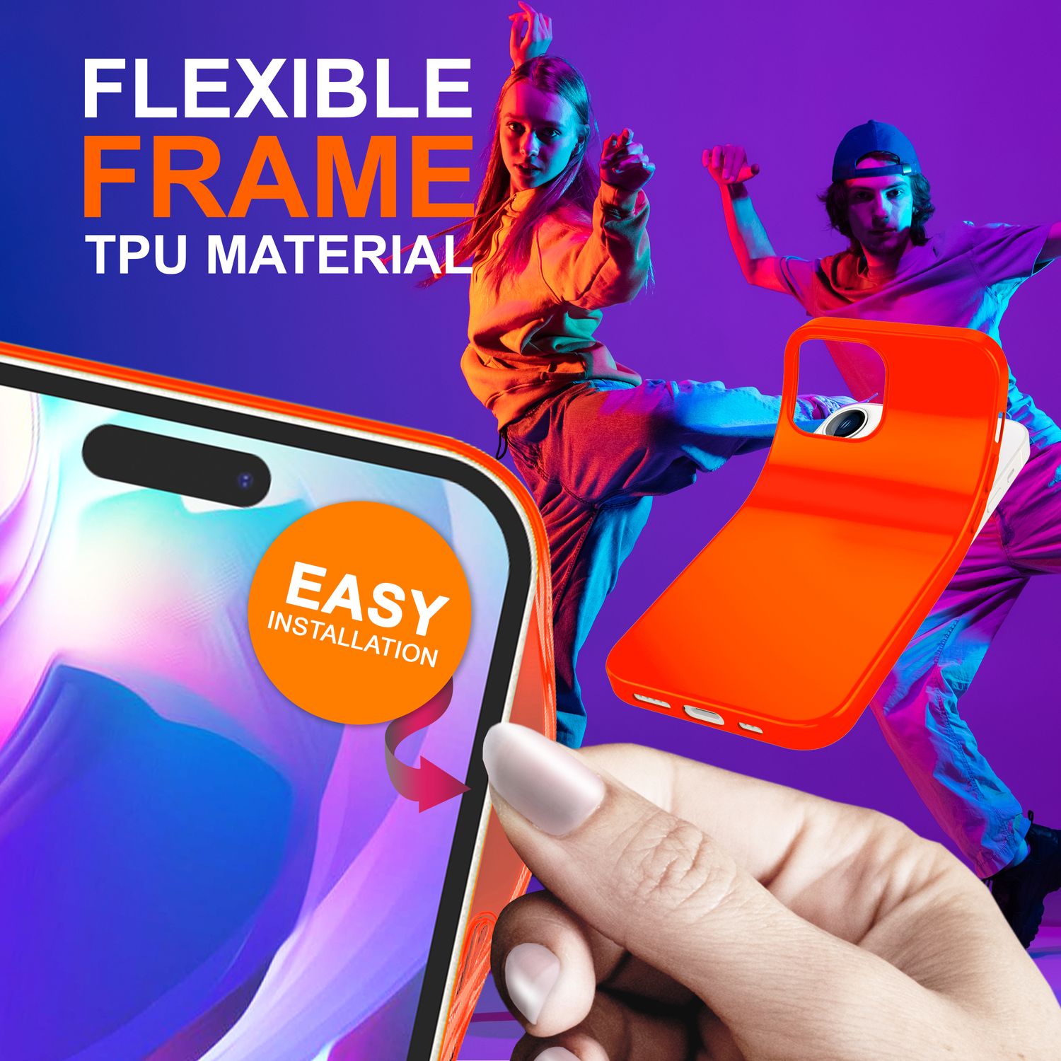 Hülle für iPhone 14 Pro - Bunte Neon Silikon Handyhülle Samtig Weich Rutschfest Orange NALIA Neon Hülle