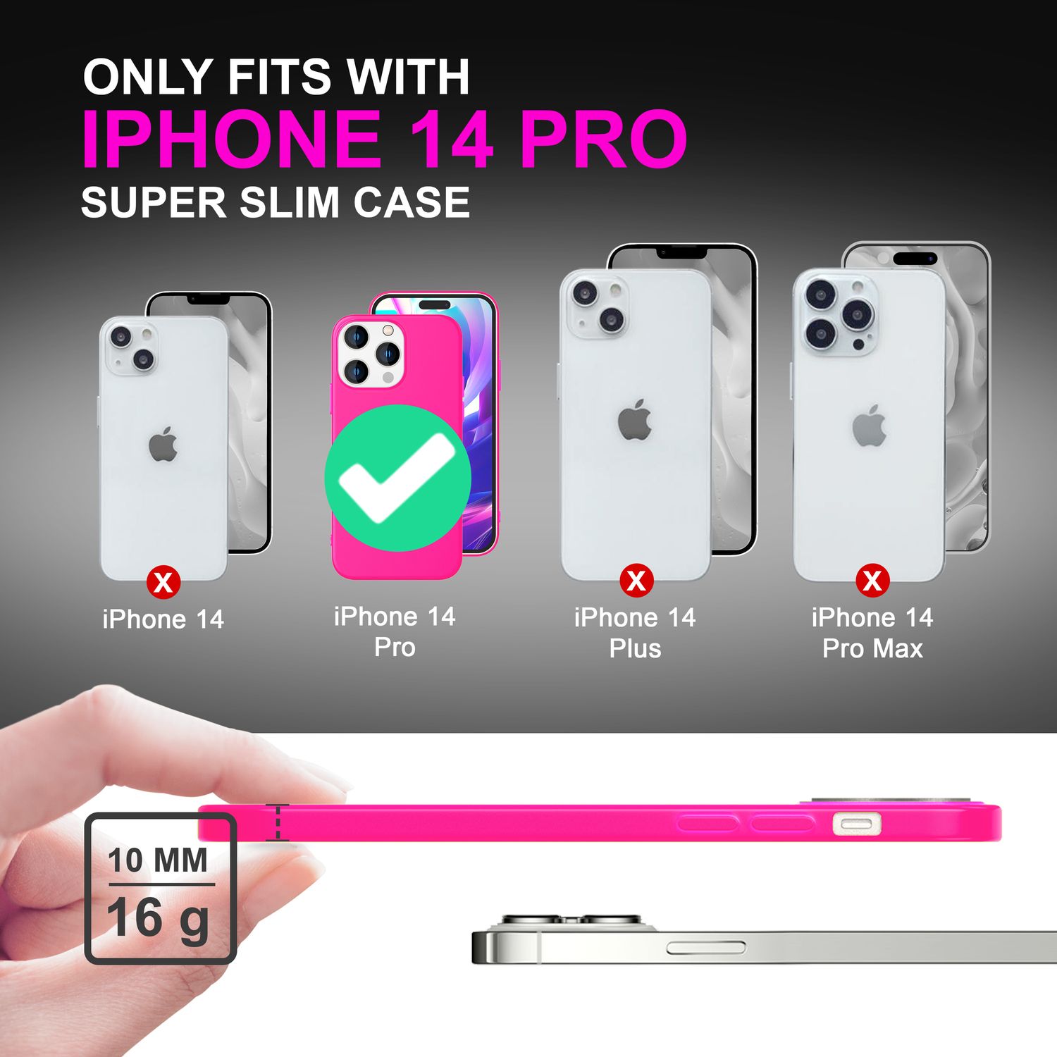 Hülle für iPhone 14 Pro - Bunte Neon Silikon Handyhülle Samtig Weich Rutschfest Pink NALIA Neon Hülle