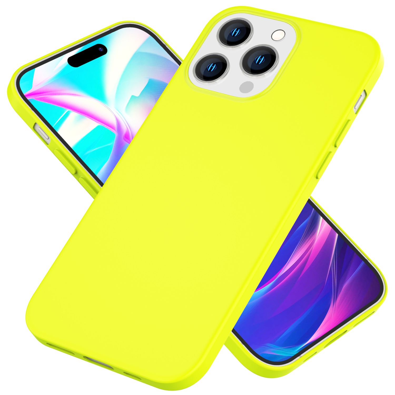 Hülle für iPhone 14 Pro Max - Bunte Neon Silikon Handyhülle Samtig Weich Cover