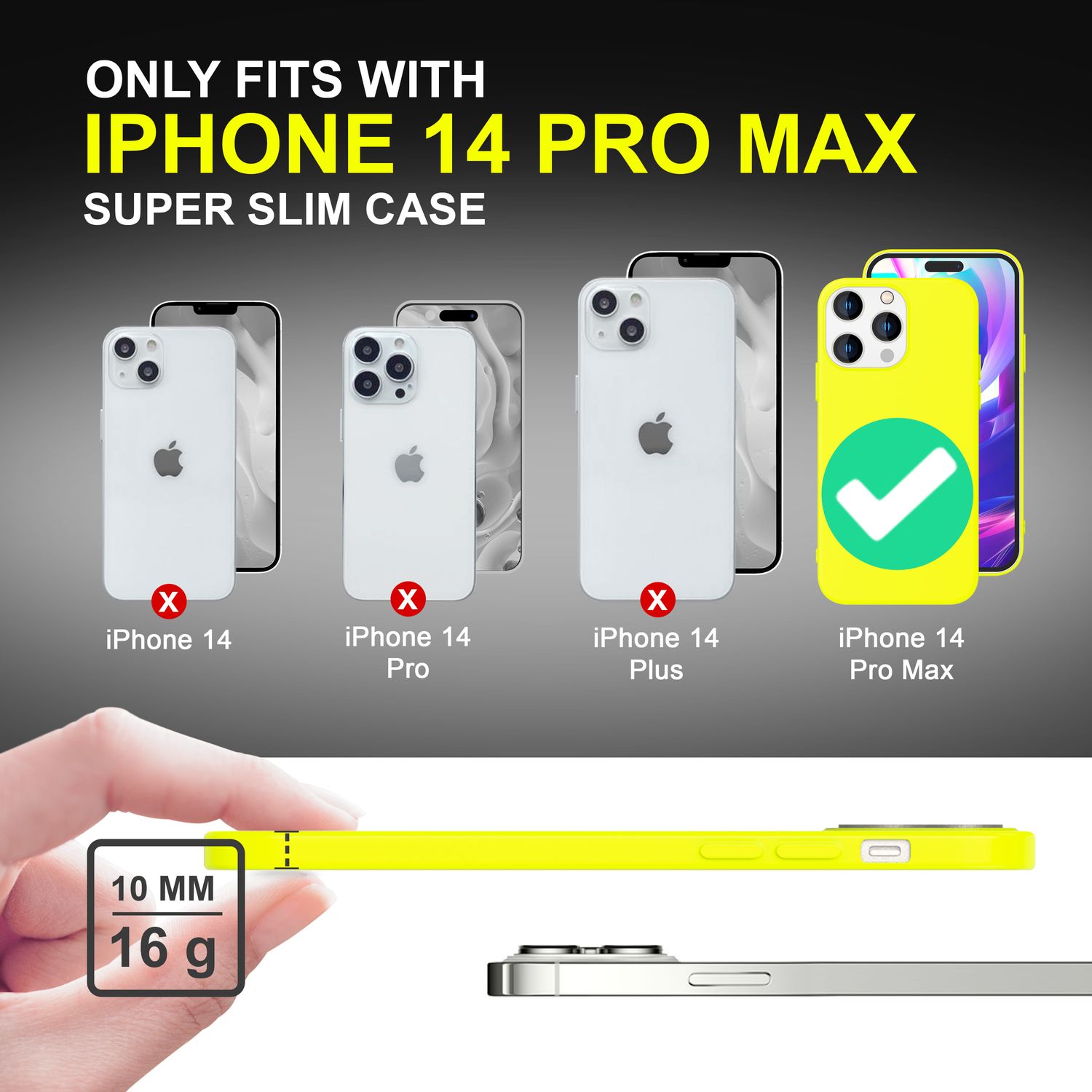Hülle für iPhone 14 Pro Max - Bunte Neon Silikon Handyhülle Samtig Weich Cover Gelb NALIA Protective Hülle