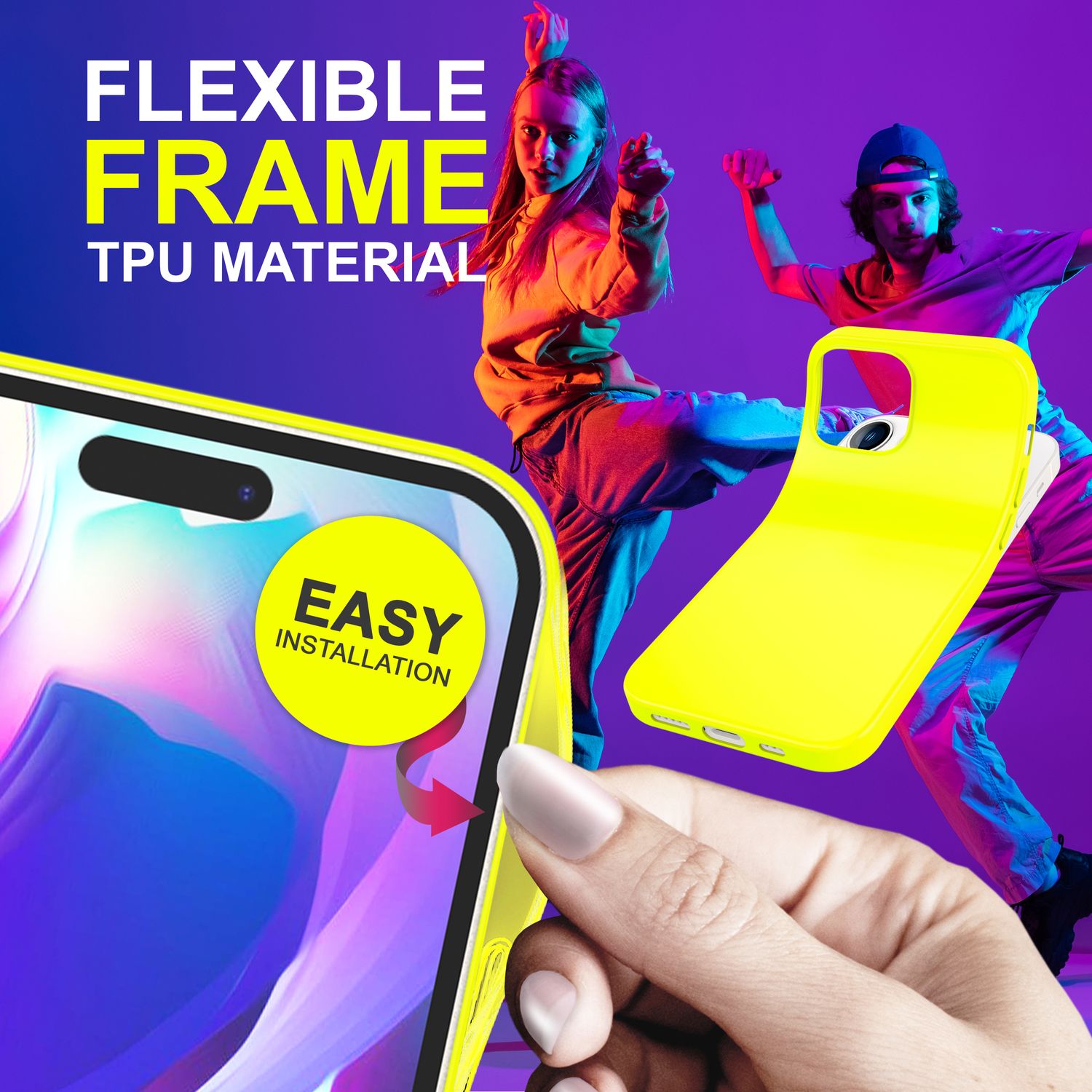 Hülle für iPhone 14 Pro Max - Bunte Neon Silikon Handyhülle Samtig Weich Cover Gelb NALIA Protective Hülle