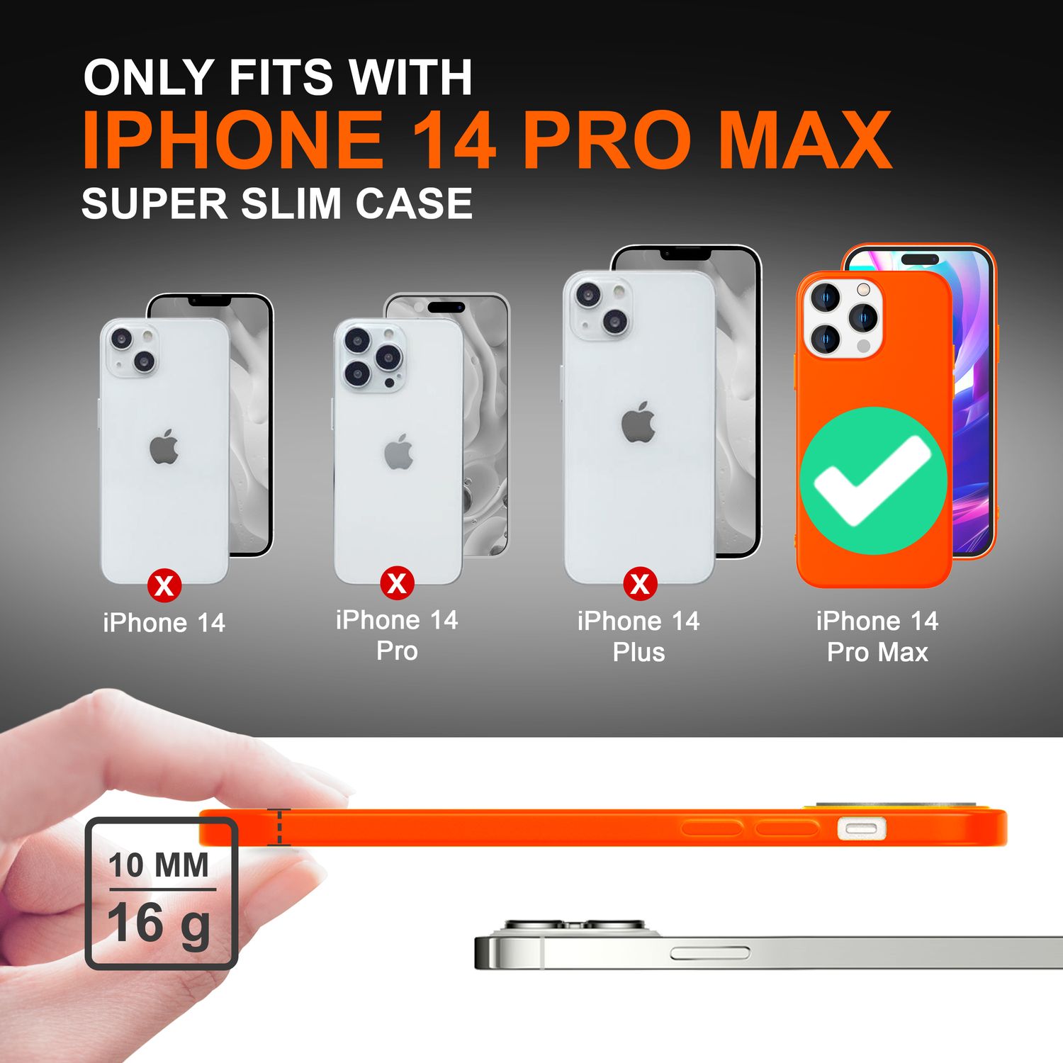 Hülle für iPhone 14 Pro Max - Bunte Neon Silikon Handyhülle Samtig Weich Cover Orange NALIA Protective Hülle